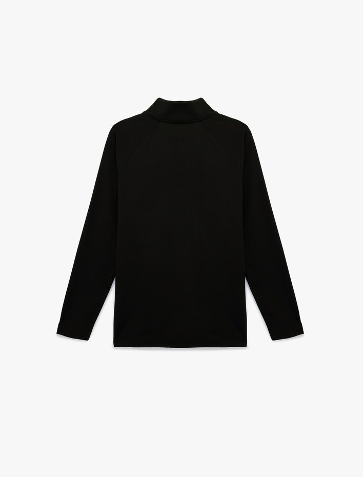  Dik Yaka Yarım Fermuarlı Uzun Kollu Spor Tişört