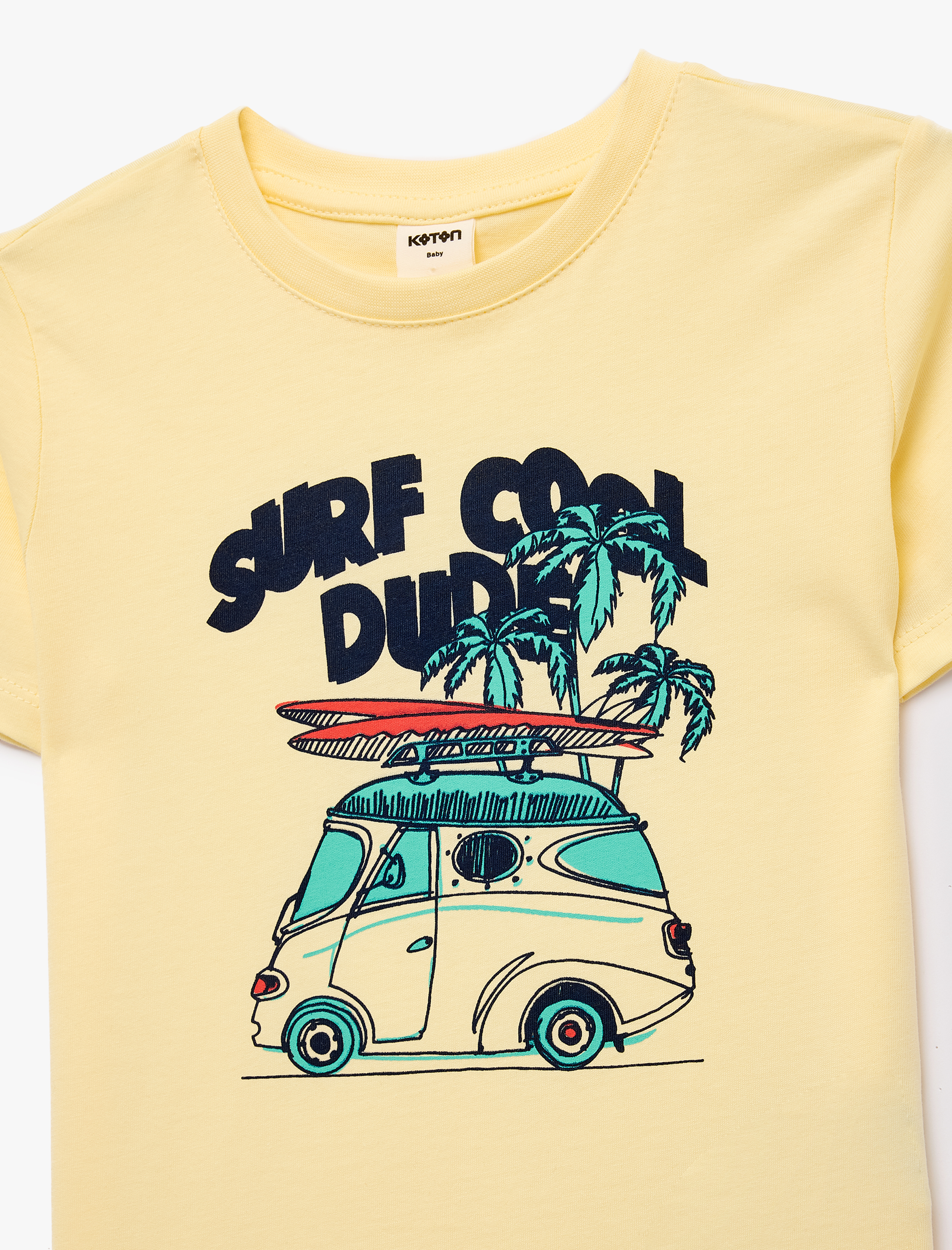  Erkek Bebek Pamuklu Kısa Kollu Bisiklet Yaka Baskılı Tişört