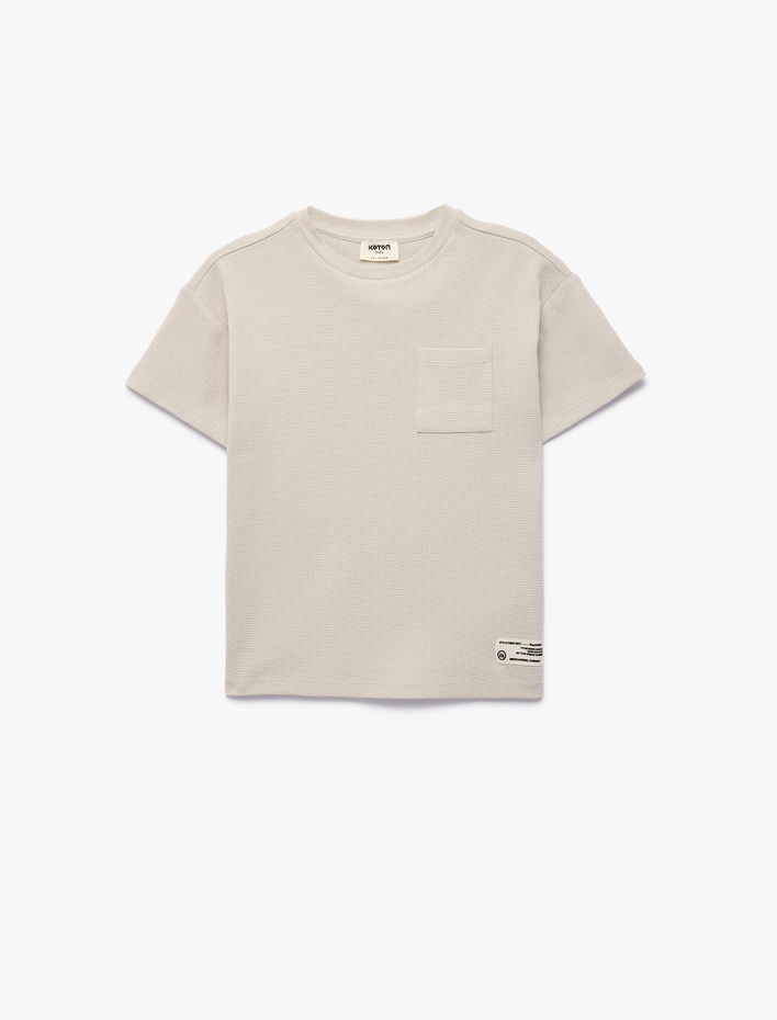 Erkek Çocuk Pamuklu Cepli Kısa Kollu Bisiklet Yaka Oversize Tişört