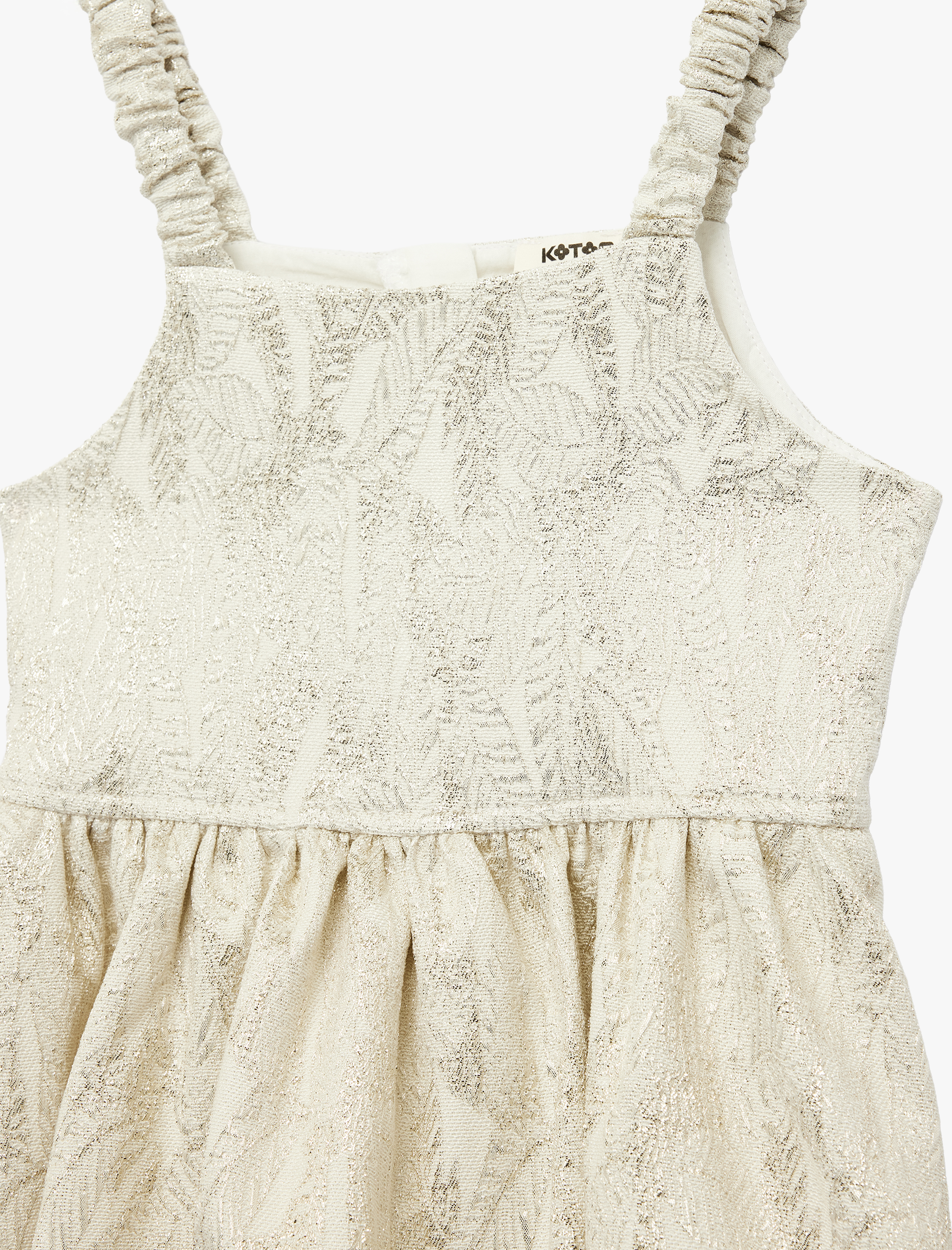  Kız Çocuk Kare Yaka Desenli Balon Form Askılı Elbise