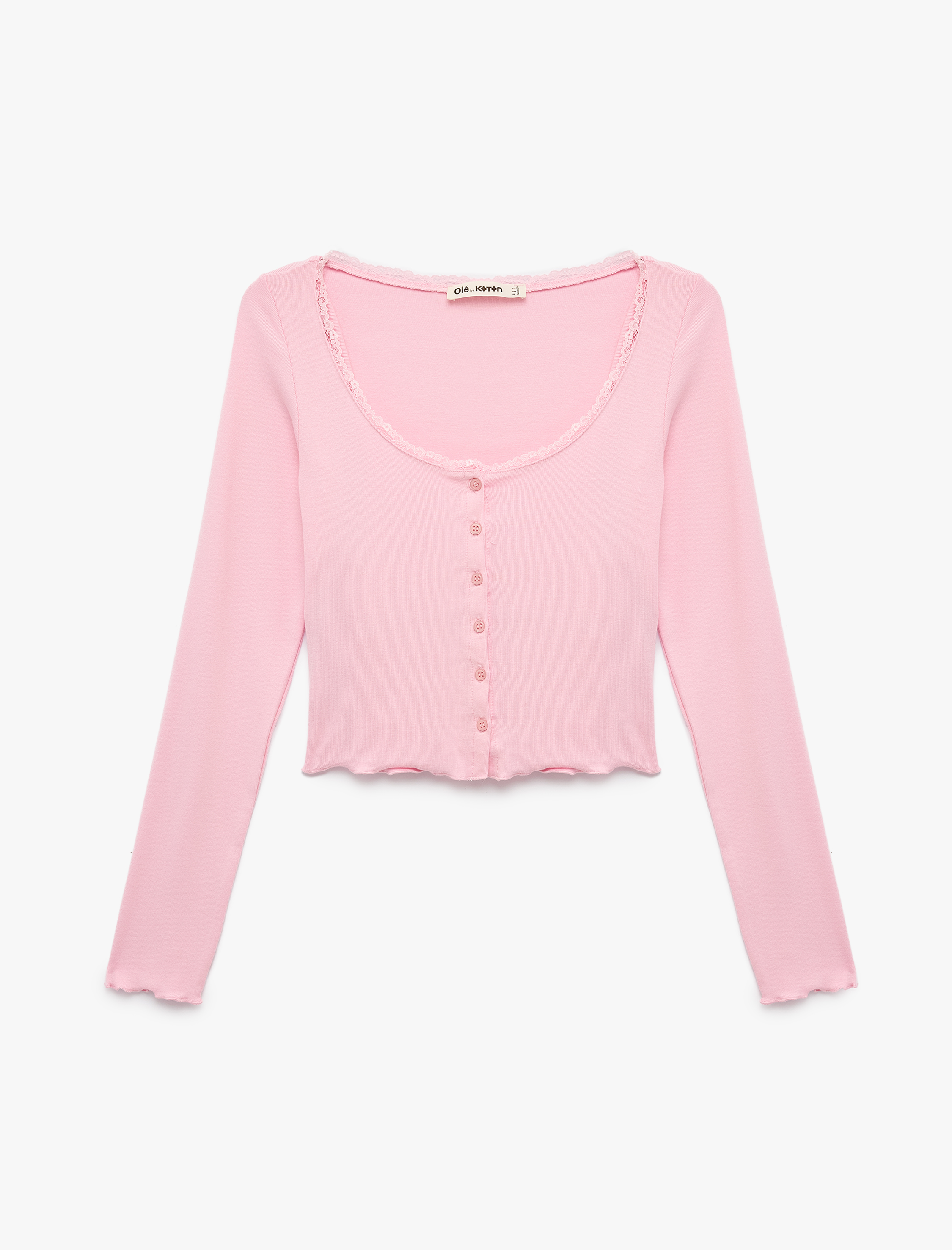   Düğmeli Uzun Kollu U Yaka Katmanlı Modal Karışımlı Slim Fit Hırka