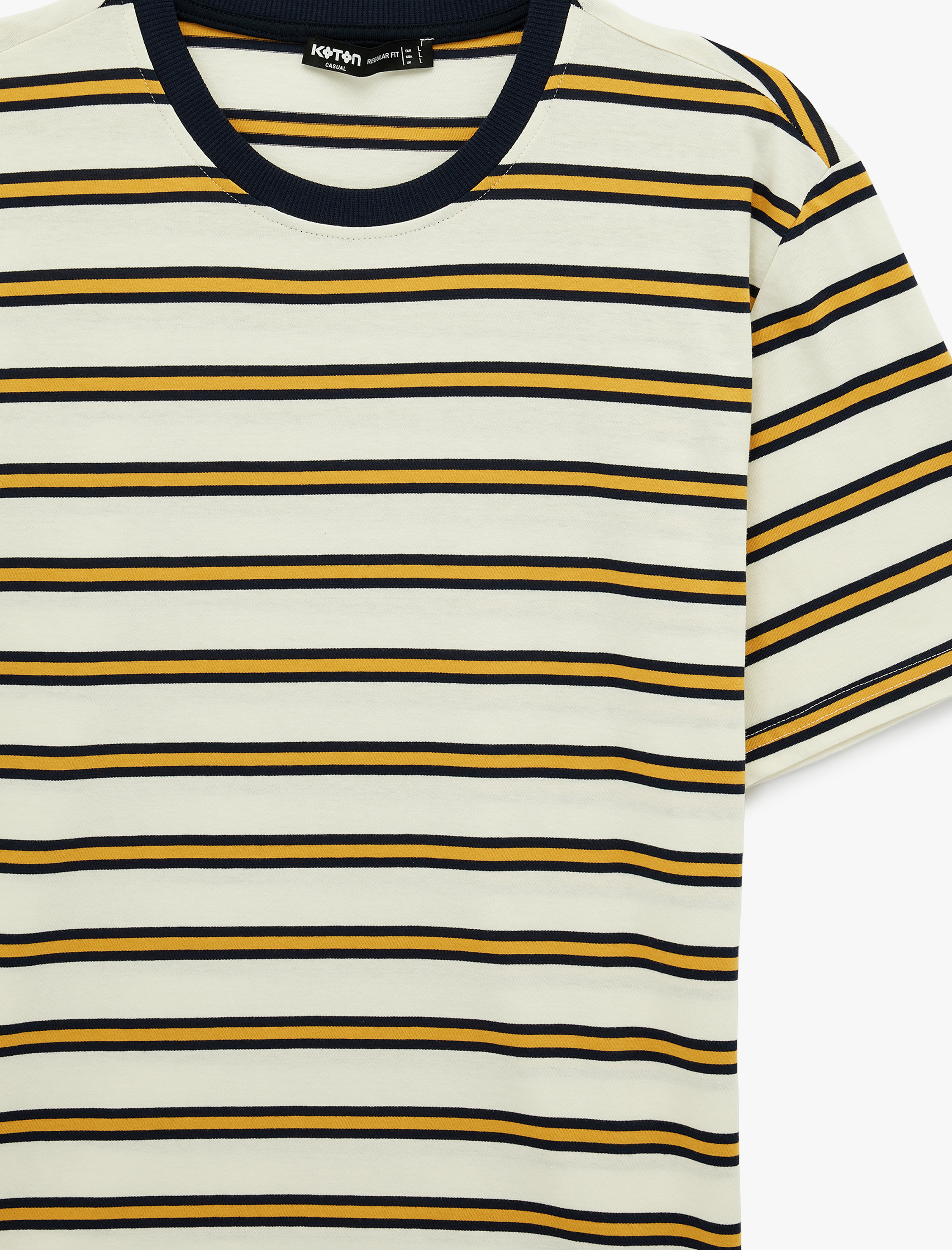   Pamuklu Regular Fit Kısa Kollu Bisiklet Yaka Çizgili Tişört
