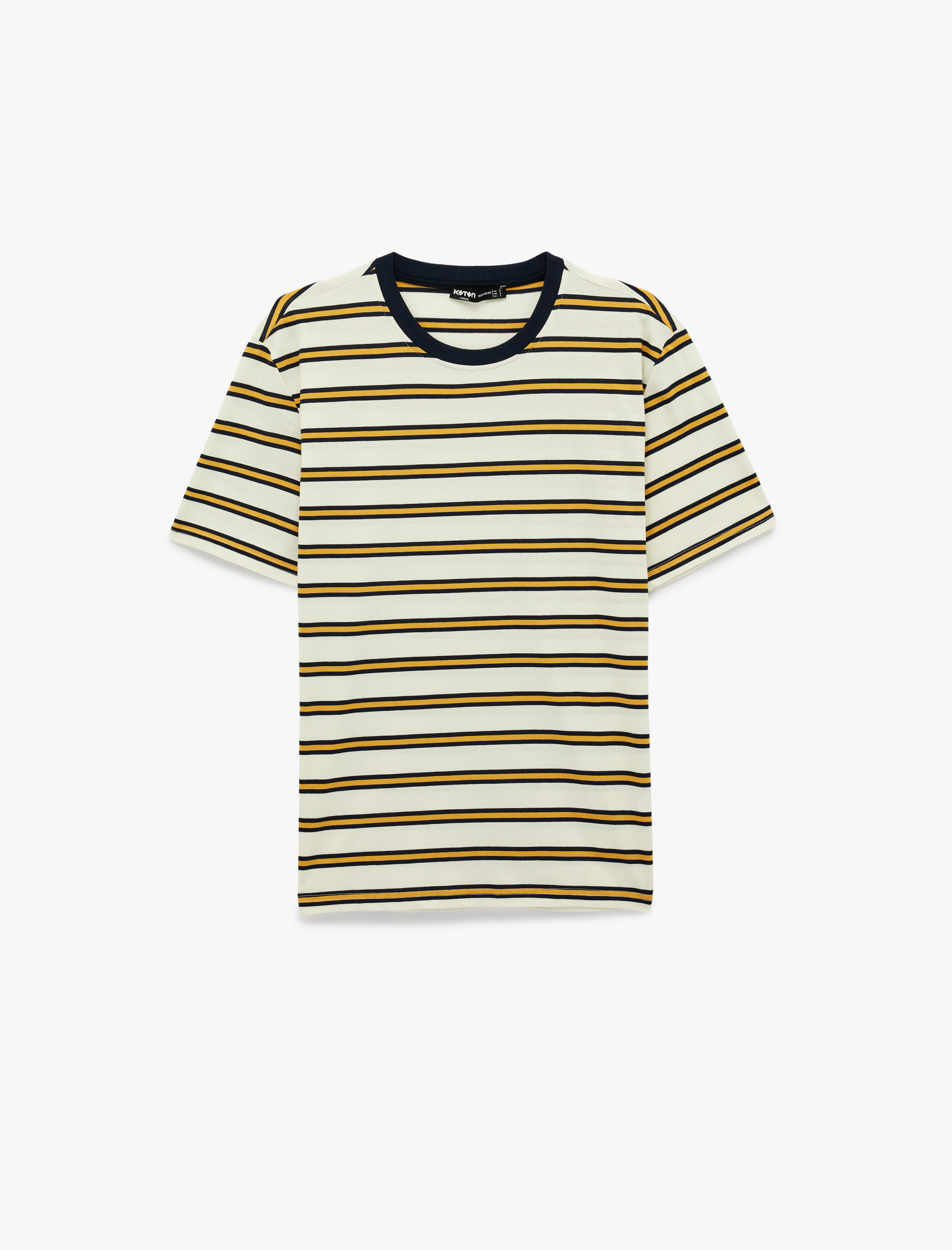   Pamuklu Regular Fit Kısa Kollu Bisiklet Yaka Çizgili Tişört