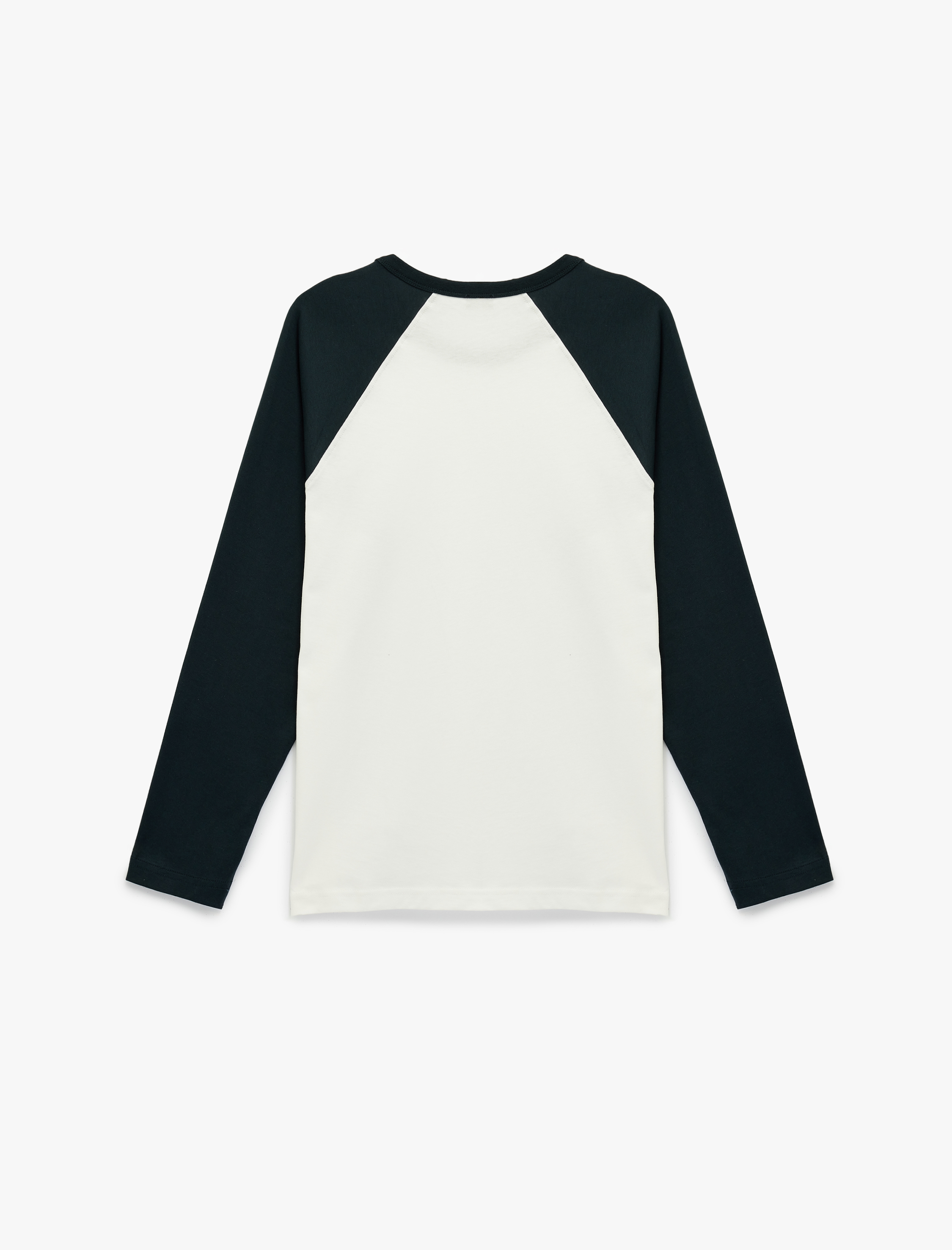   Regular Fit Pamuklu Bisiklet Yaka Renk Kontrastlı Reglan Uzun Kollu Tişört