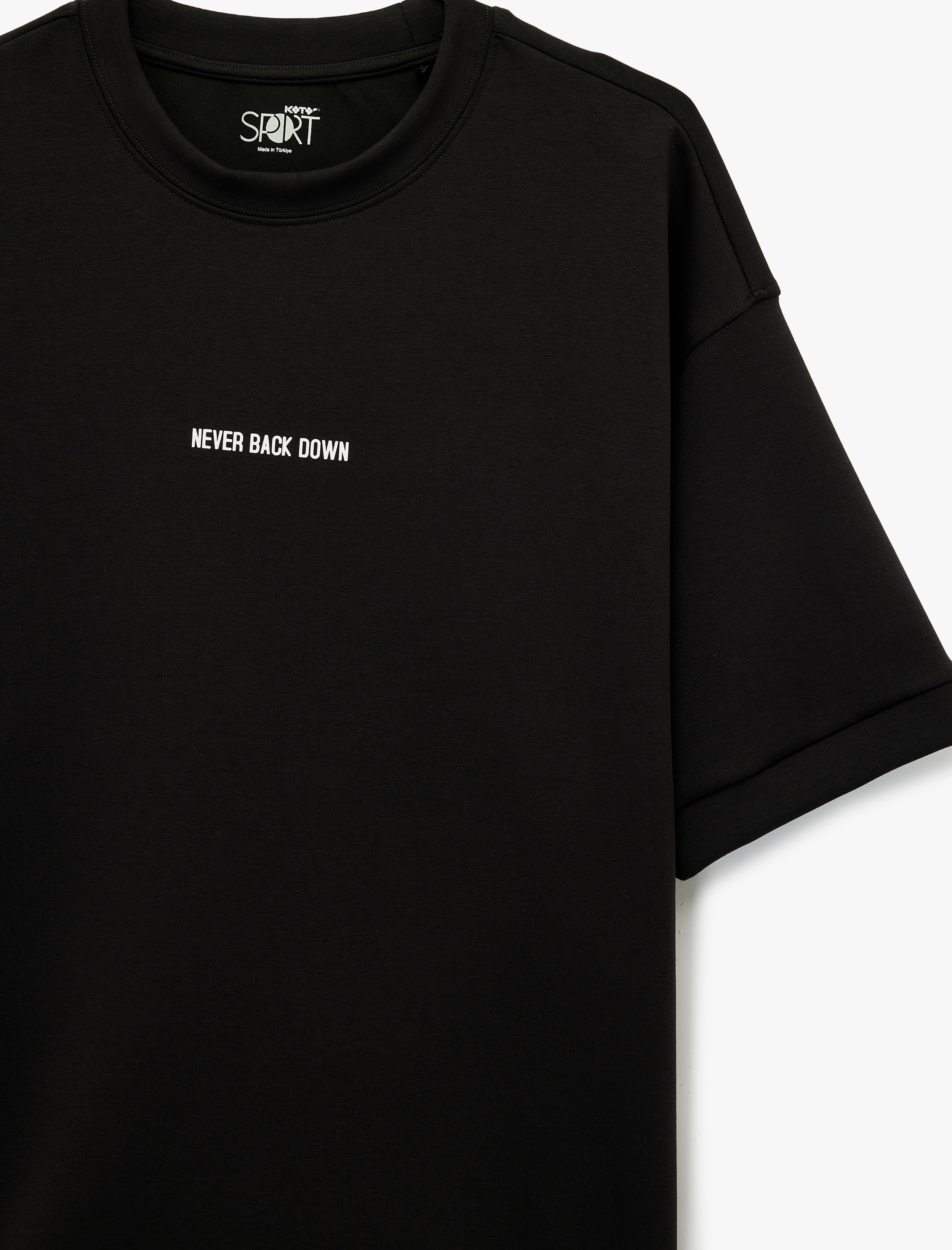   Kısa Kollu Bisiklet Yaka Baskılı Oversize Spor Tişört