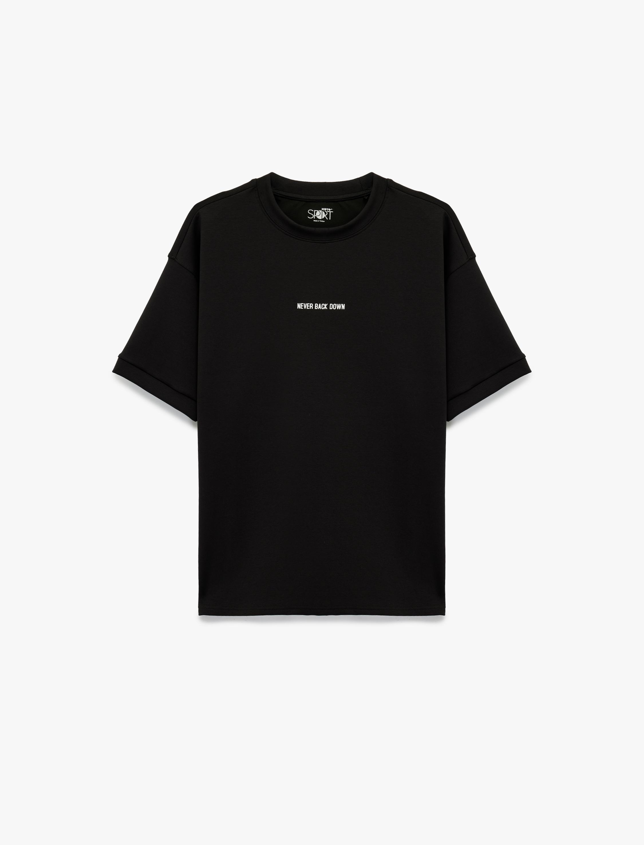   Kısa Kollu Bisiklet Yaka Baskılı Oversize Spor Tişört