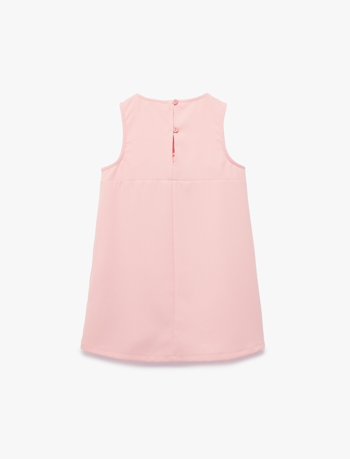 Kız Çocuk Fiyonklu Bisiklet Yaka Kolsuz Jile Elbise