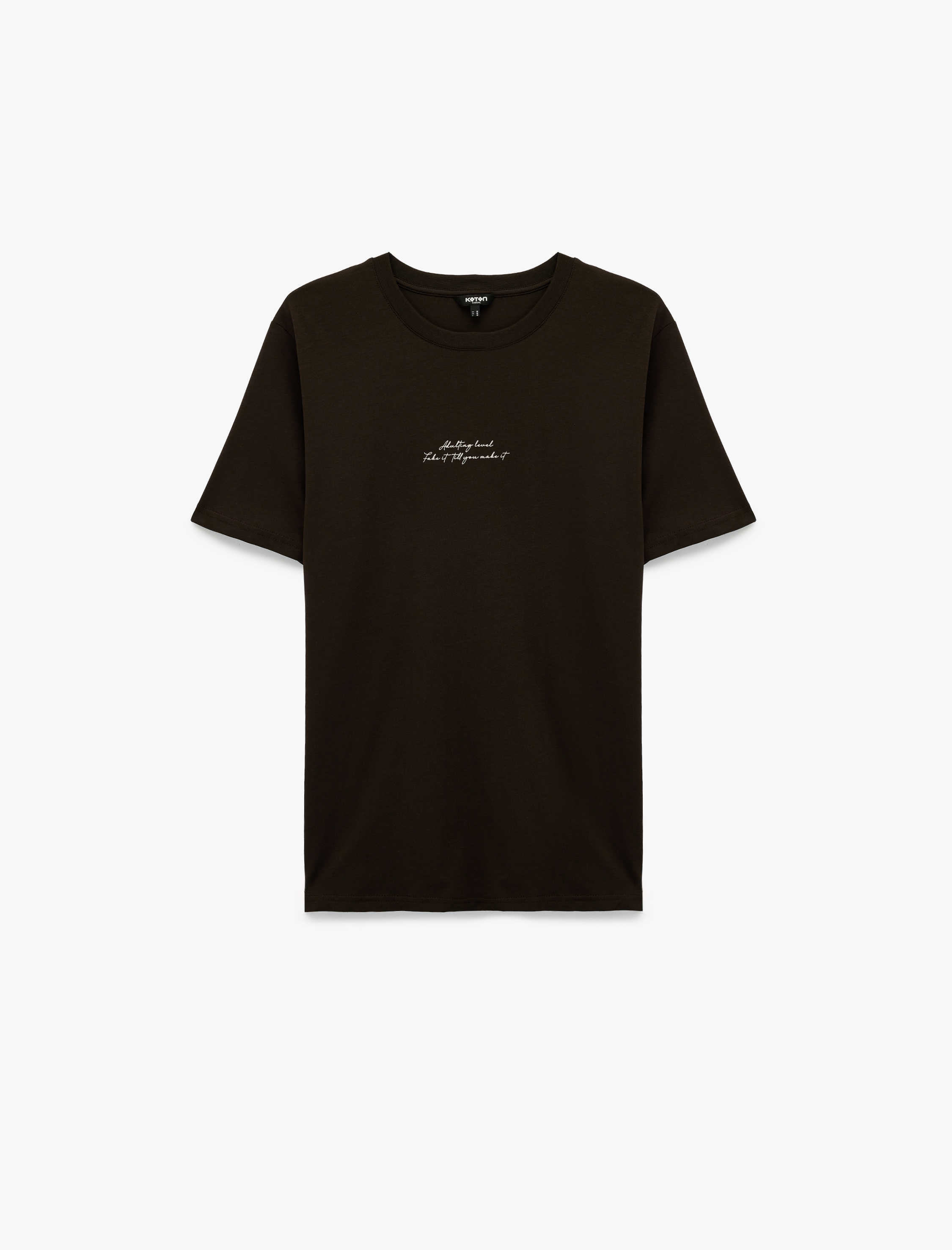   Pamuklu Kısa Kollu Bisiklet Yaka Baskılı Slim Fit Tişört