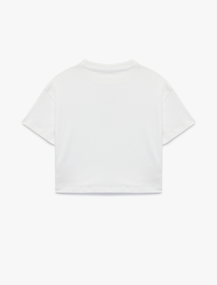 Kız Çocuk Kiraz Baskılı Kısa Kollu Bisiklet Yaka Pamuklu Tişört