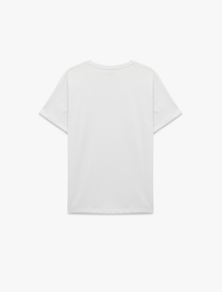  Kısa Kollu Regular Fit Bisiklet Yaka Pamuklu Baskılı Spor Tişört