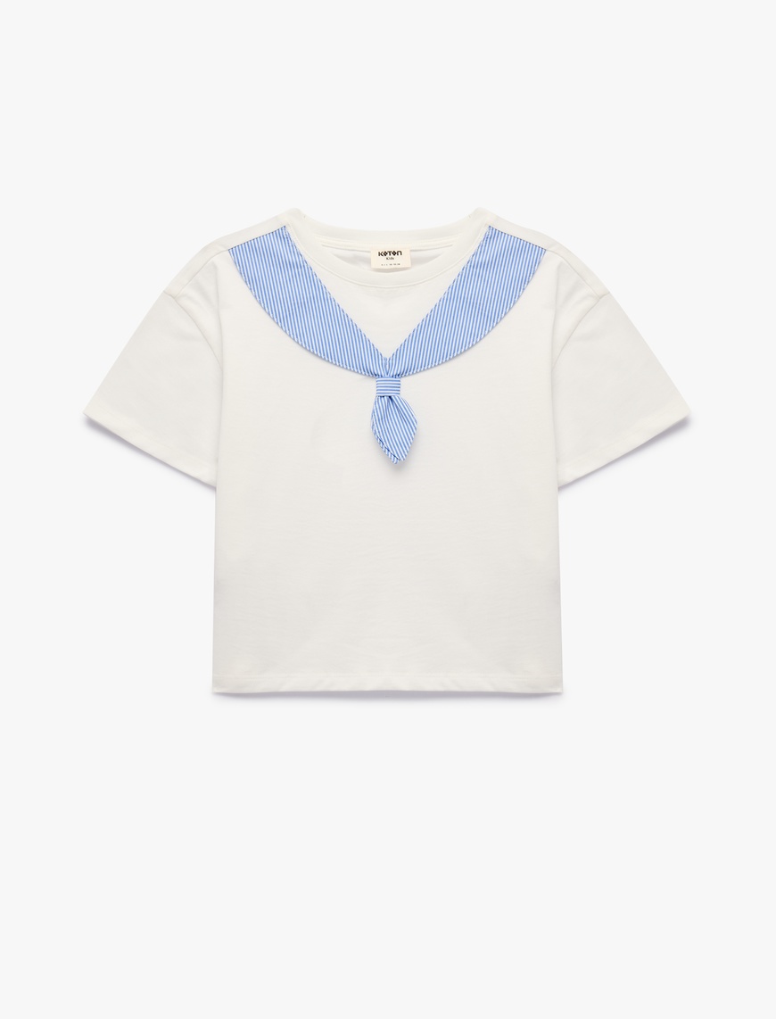 Koton Bisiklet Yaka Aplike Detaylı Kısa Kollu Pamuklu T-Shirt