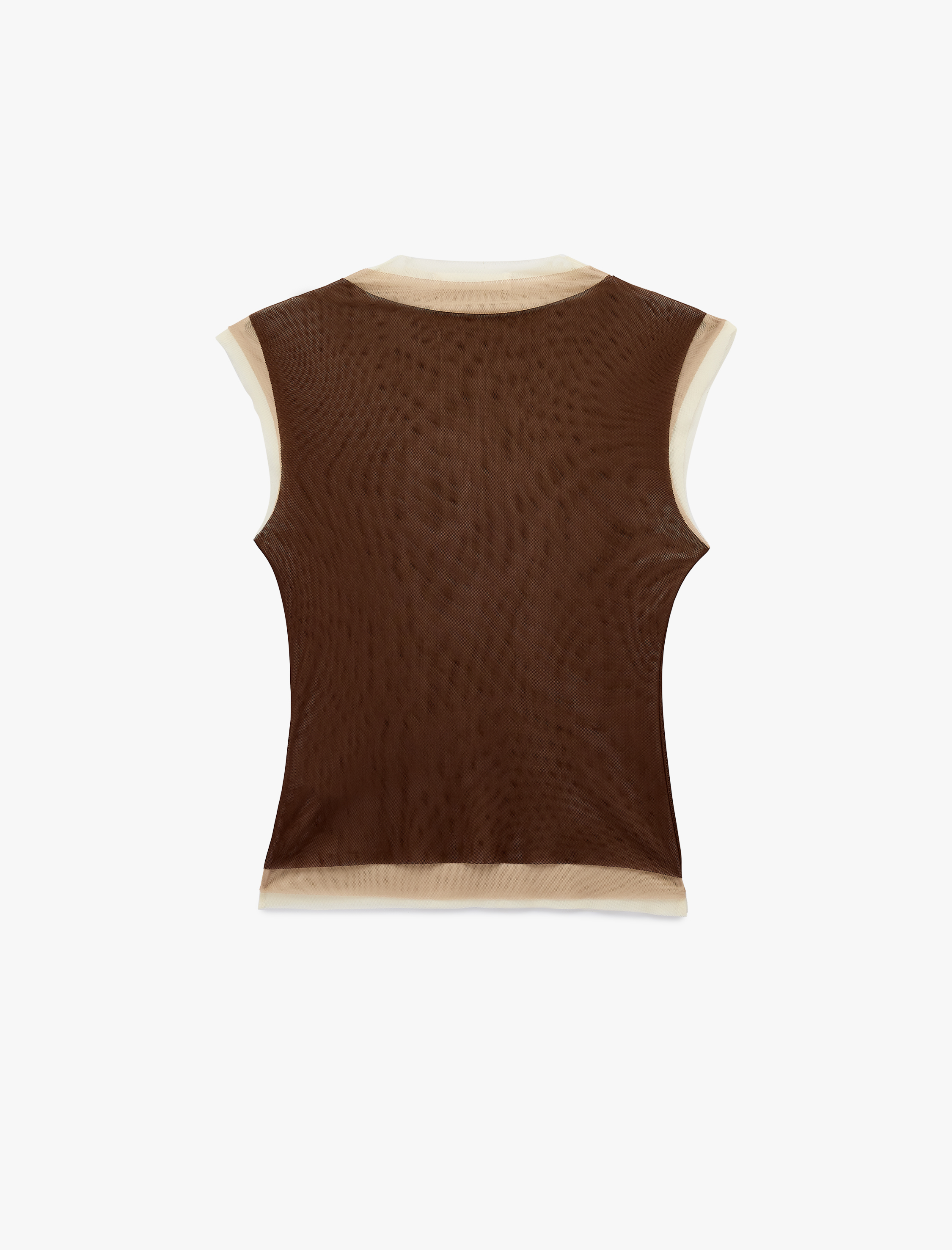   Slim Fit Dik Yaka Kolsuz Tül Bluz