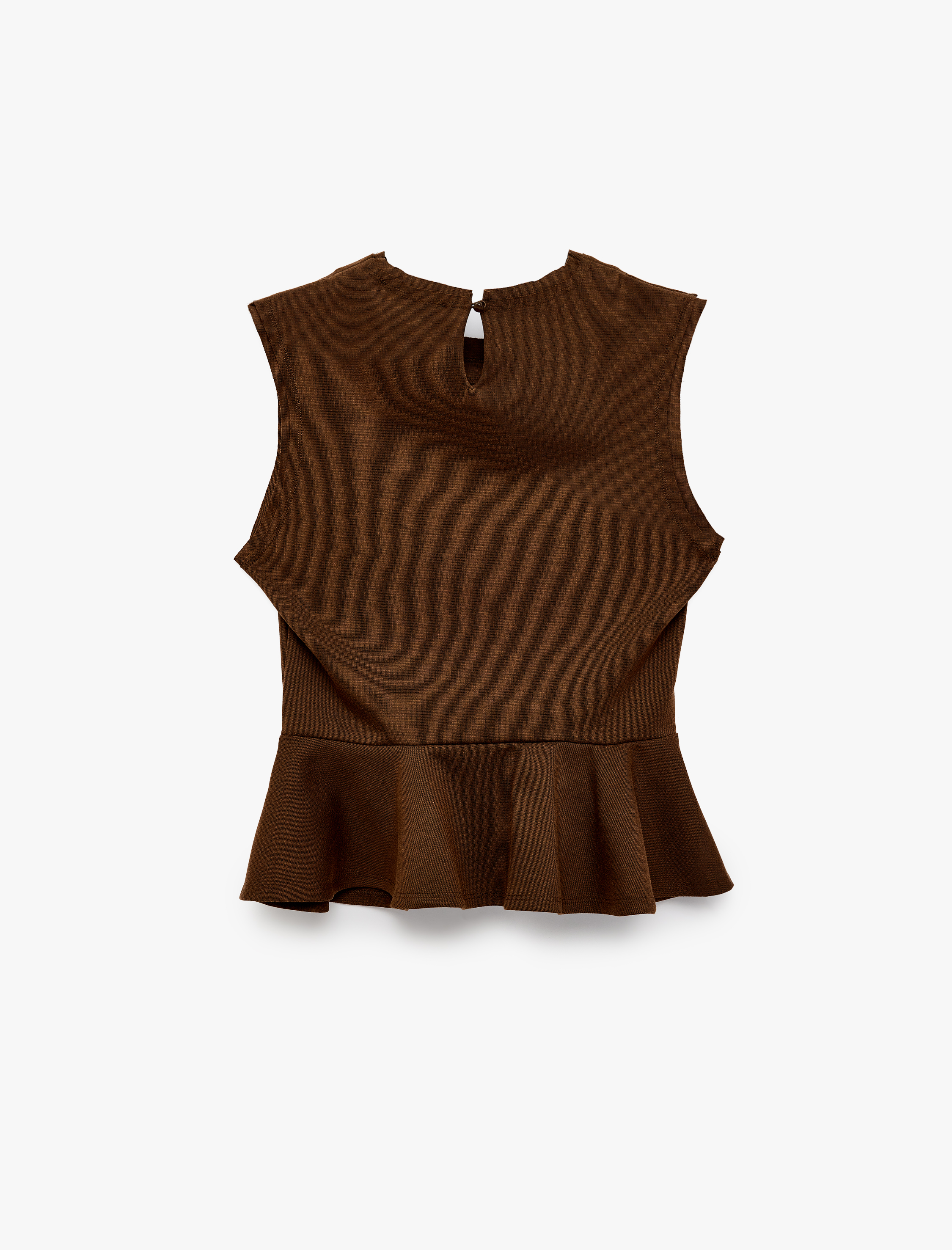   Slim Fit Kolsuz Bisiklet Yaka Kemerli Peplum Bluz