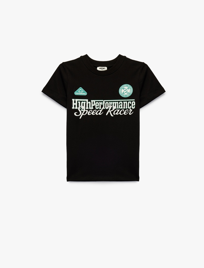 Koton Pamuklu Kısa Kollu Bisiklet Yaka Baskılı T-Shirt