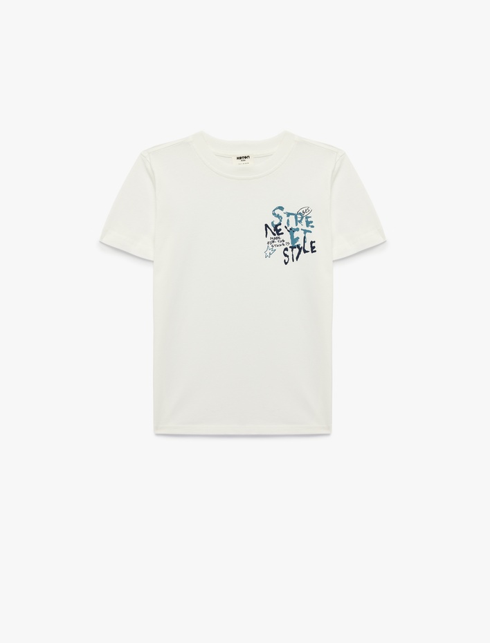 Erkek Çocuk Baskı Detaylı Kısa Kollu Bisiklet Yaka Pamuklu Tişört