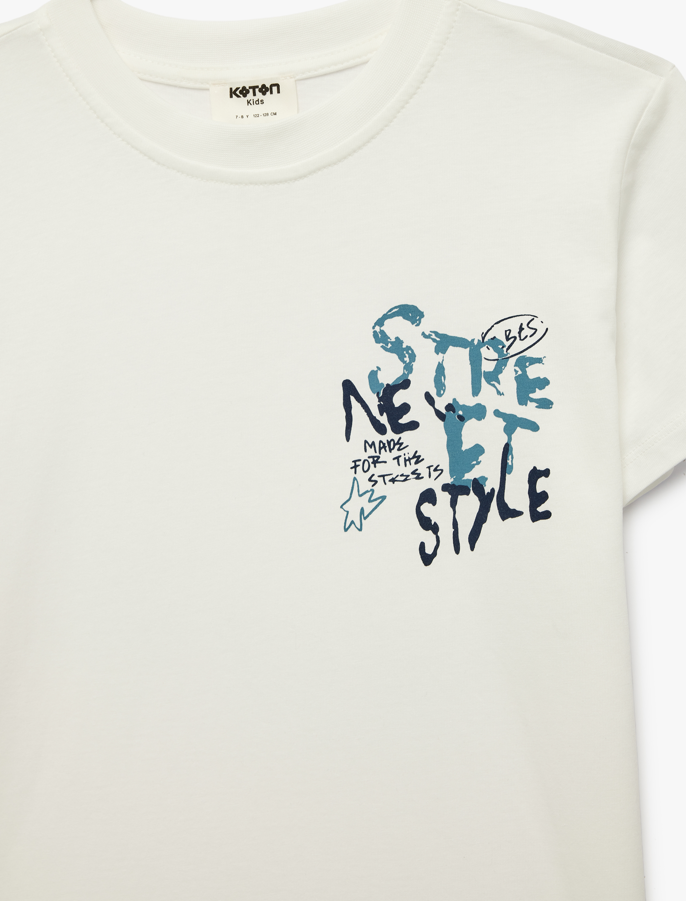  Erkek Çocuk Baskı Detaylı Kısa Kollu Bisiklet Yaka Pamuklu Tişört