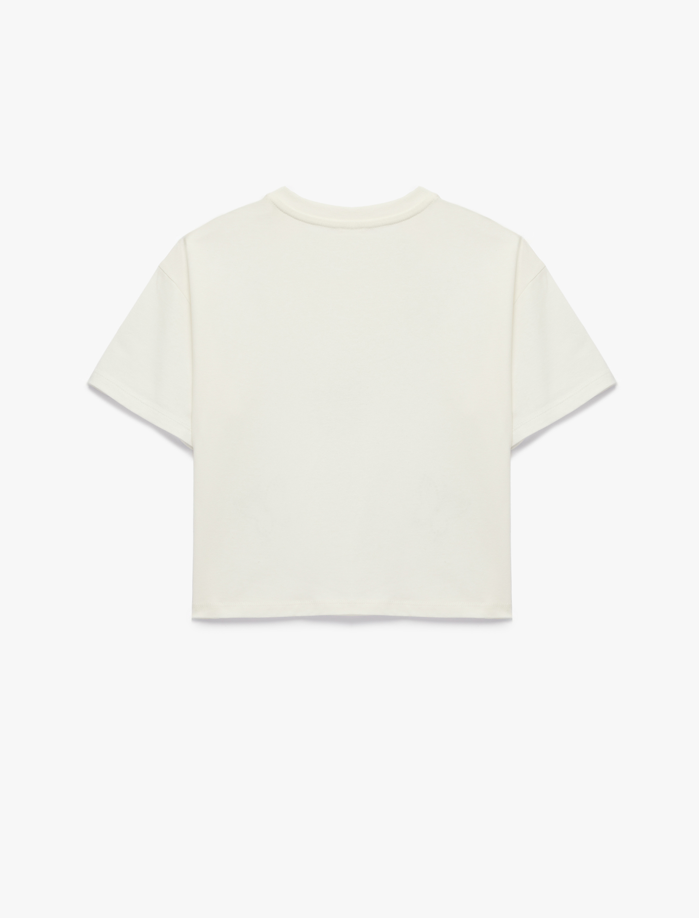  Kız Çocuk Kelebek Desenli Taş Detaylı Kısa Kollu Bisiklet Yaka Pamuklu Tişört