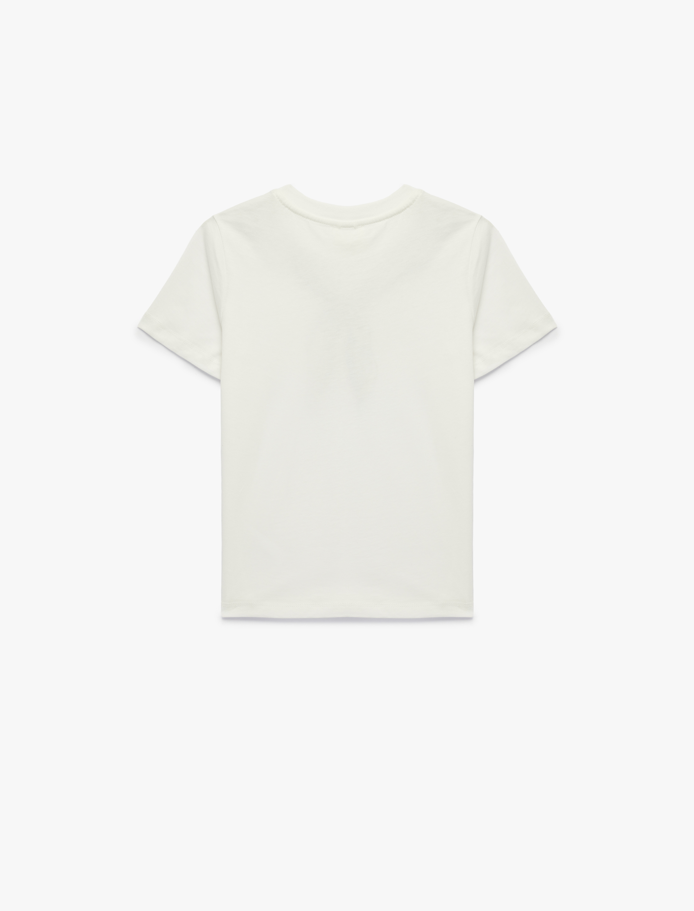  Kız Çocuk Boncuk Detaylı Bisiklet Yaka Uzun Kollu Pamuklu Baskılı Tişört