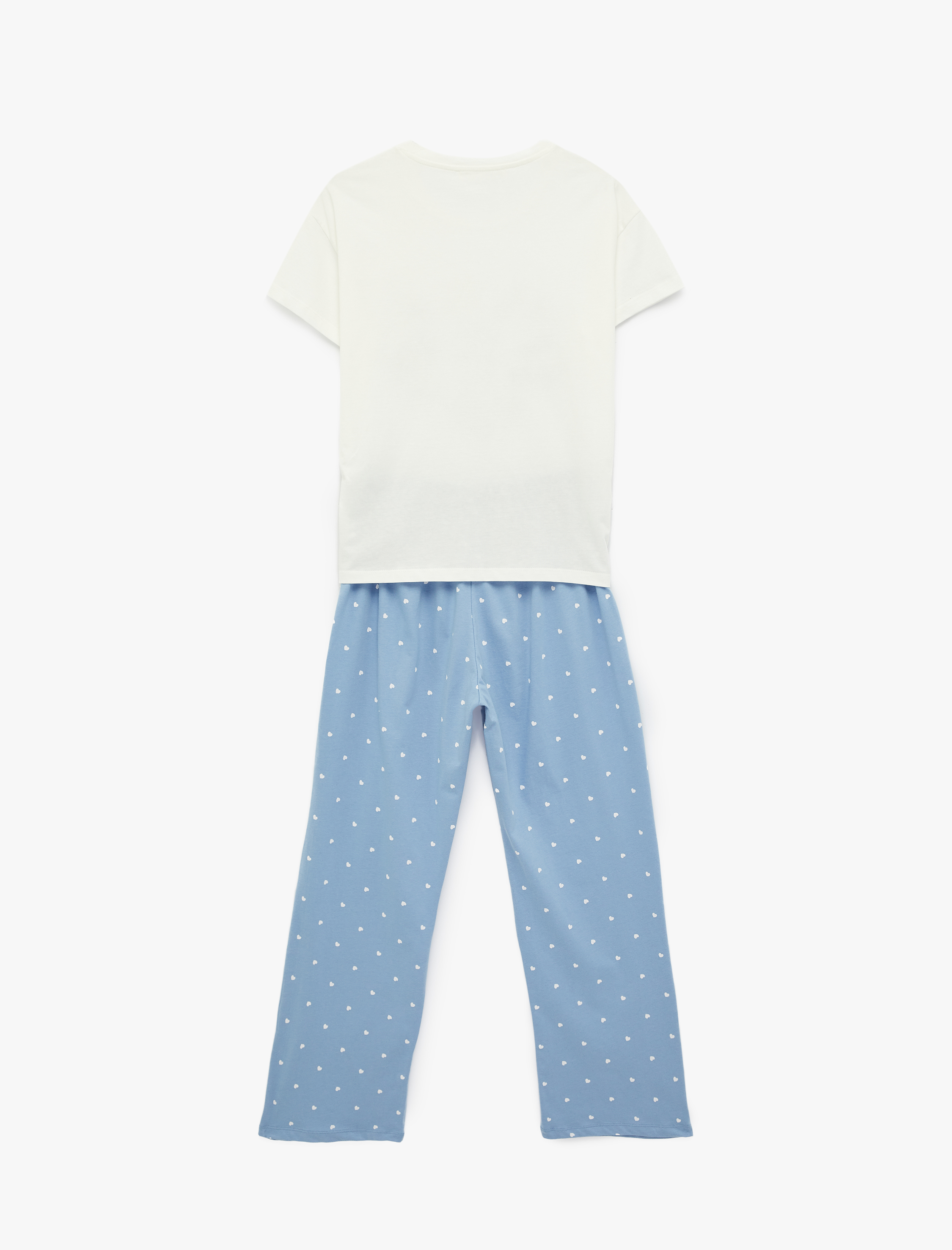   Rahat Kalıp Baskılı Kısa Kollu Bisiklet Yaka Pijama Takımı