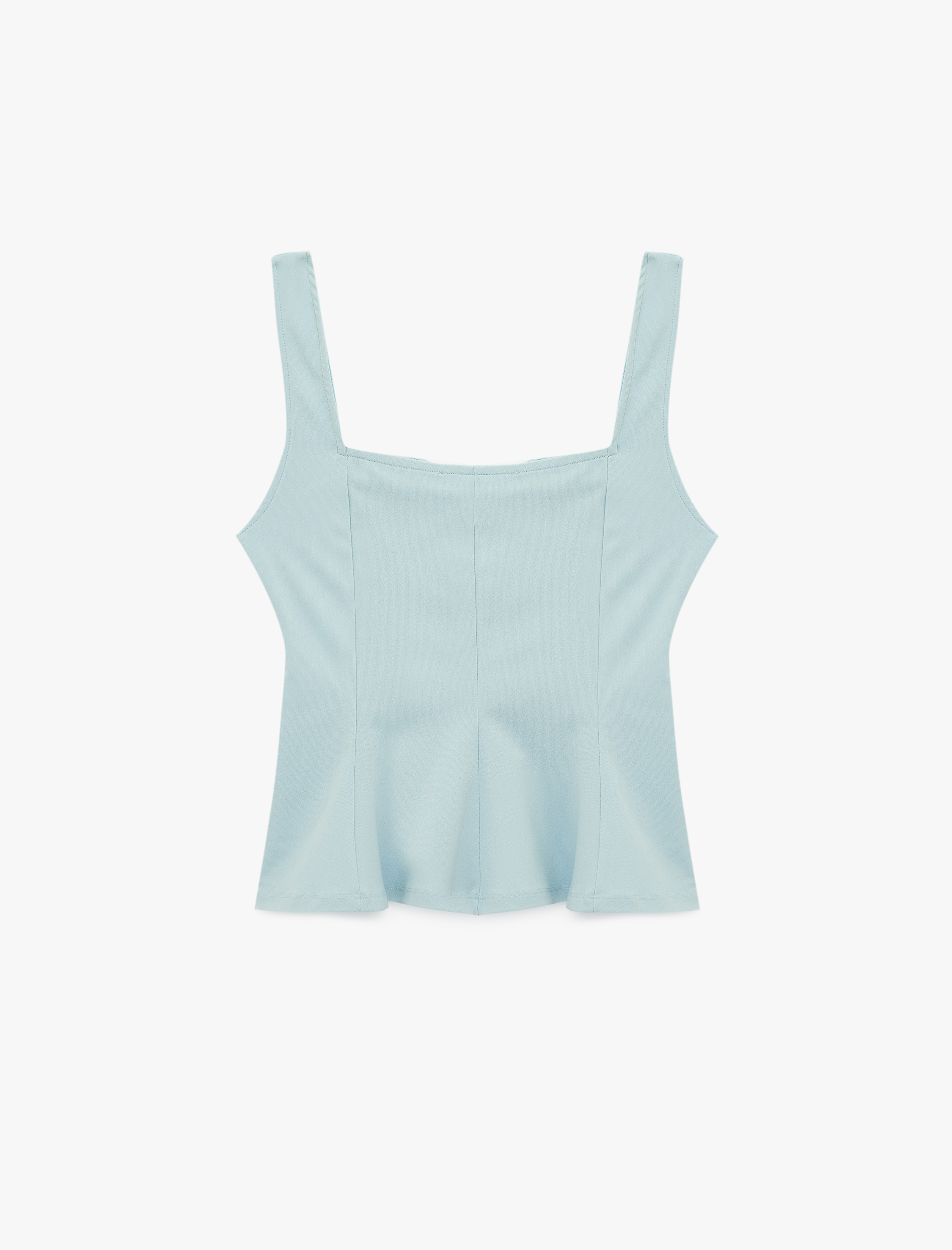   U Yaka Slim Fit Peplum Kolsuz Bluz