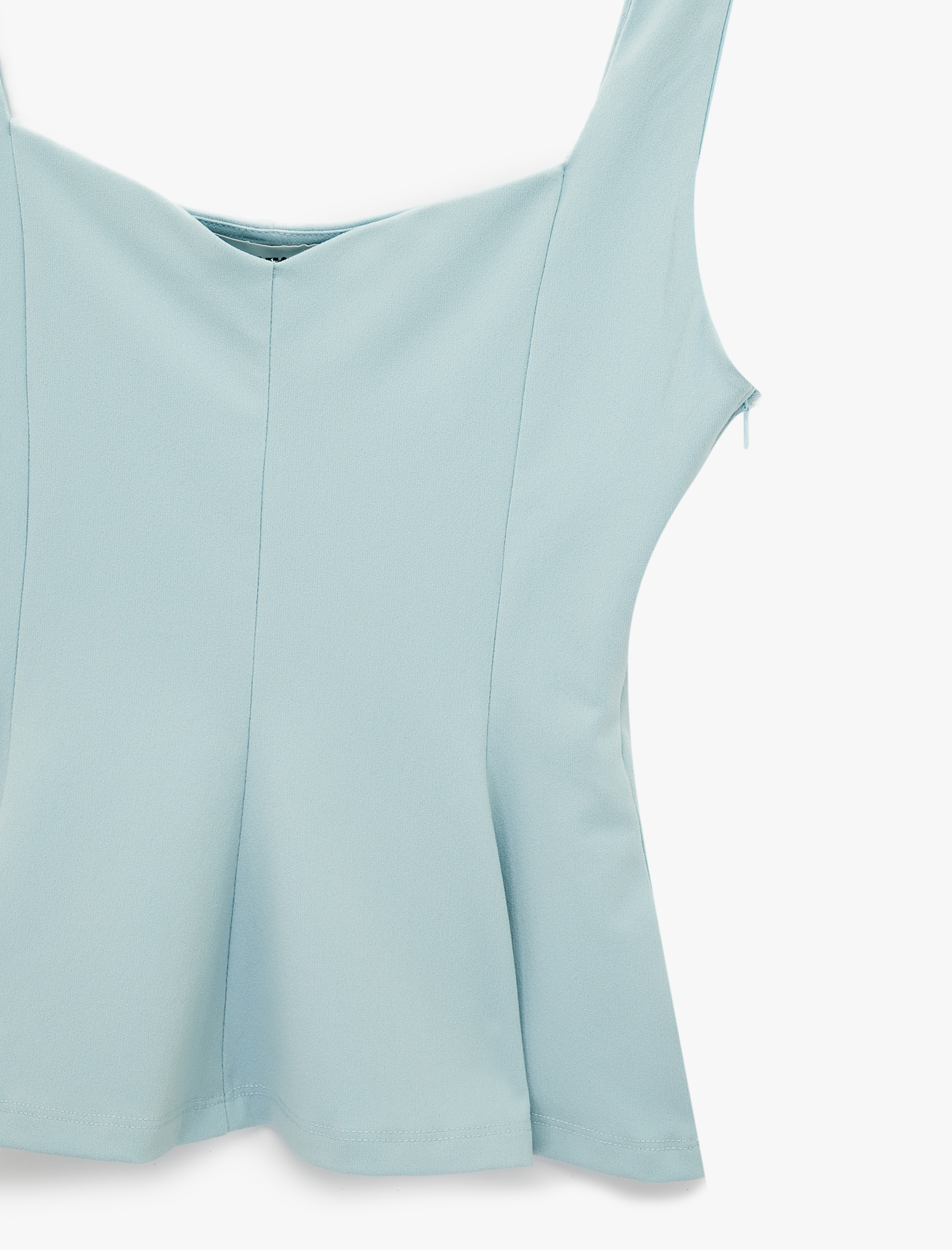   U Yaka Slim Fit Peplum Kolsuz Bluz