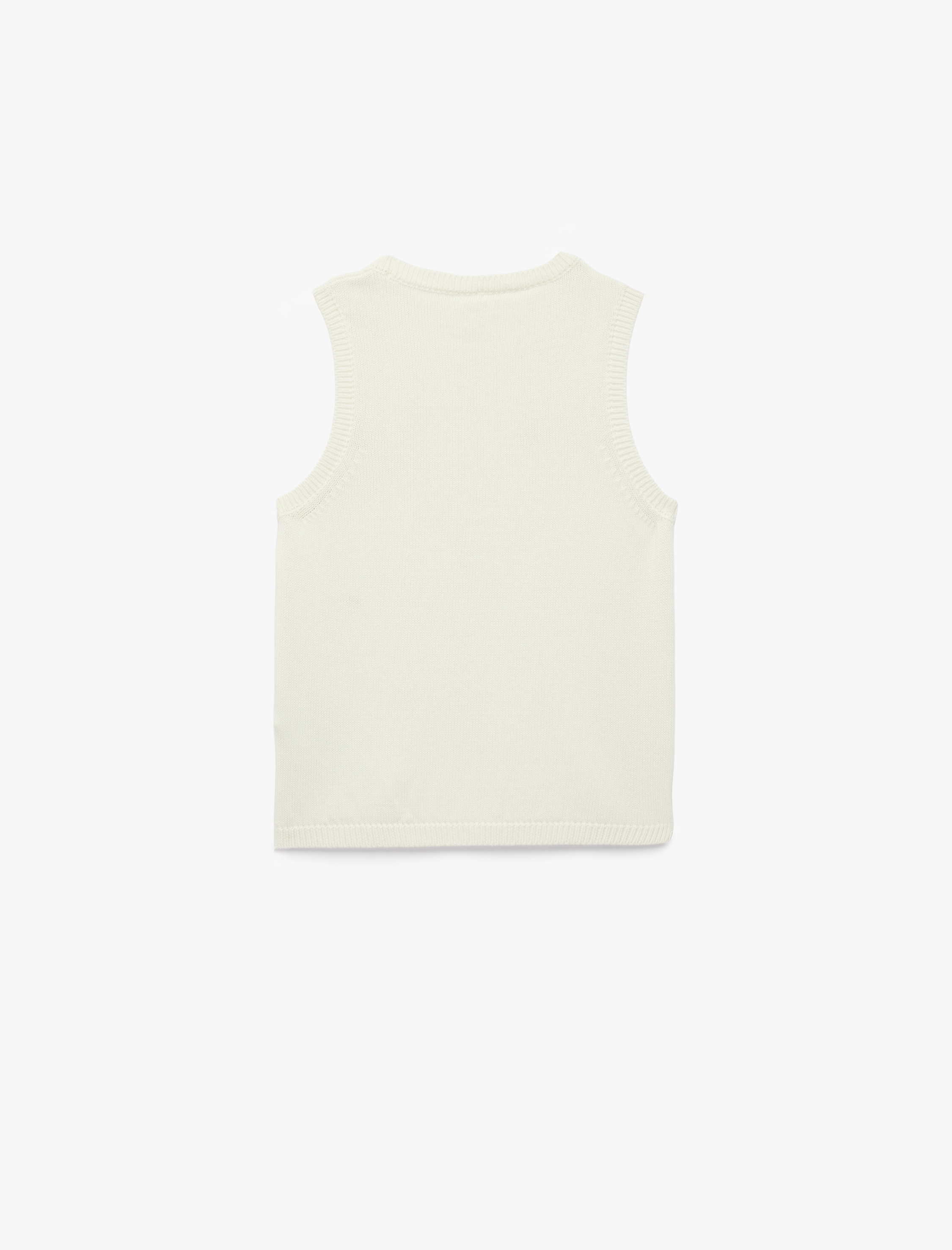  Kız Çocuk Bisiklet Yaka Kolsuz Boncuk ve Çiçek İşleme Detaylı Triko Atlet