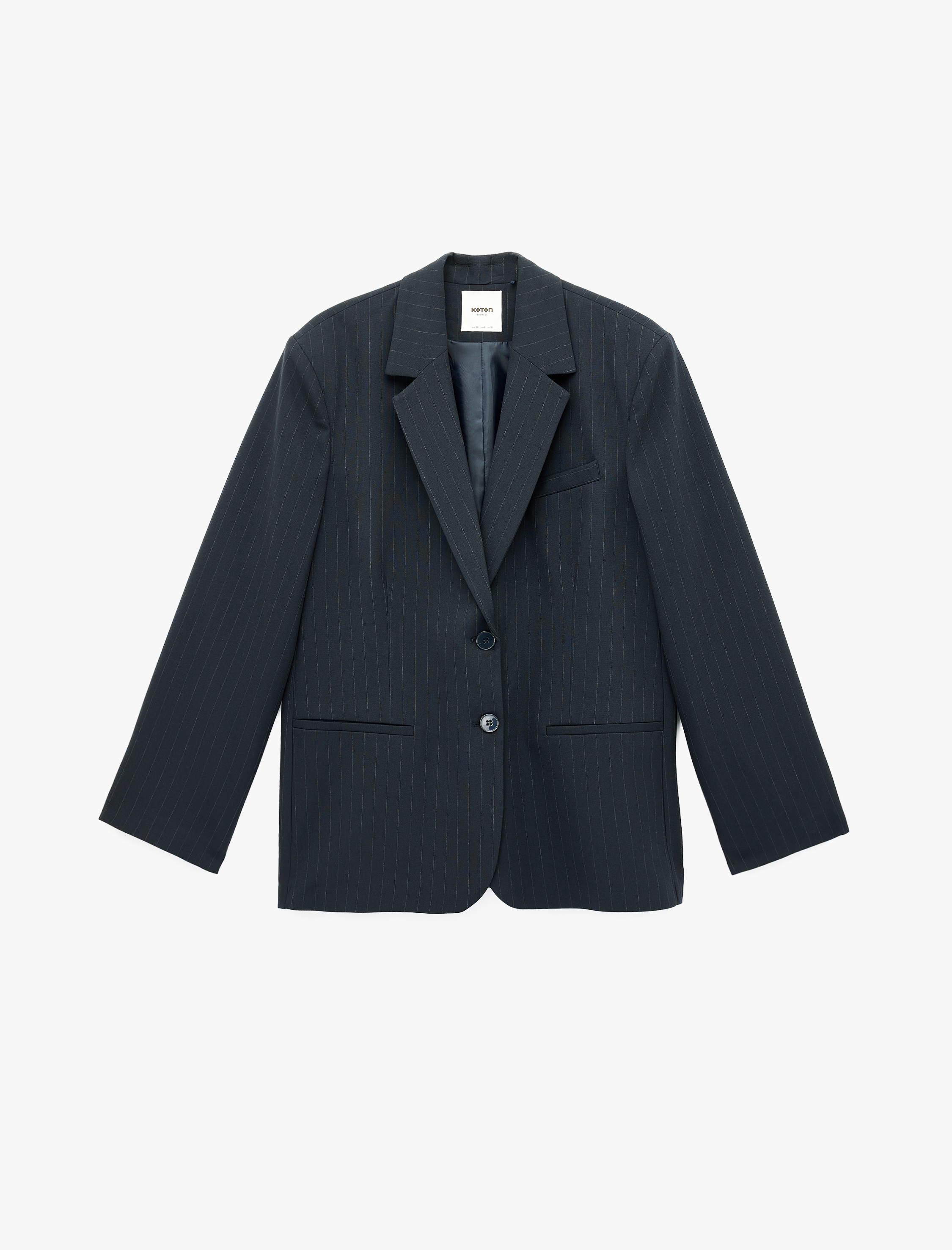   Viskon Karışımlı Cep Detaylı Düğmeli Geniş Yaka Blazer Ceket