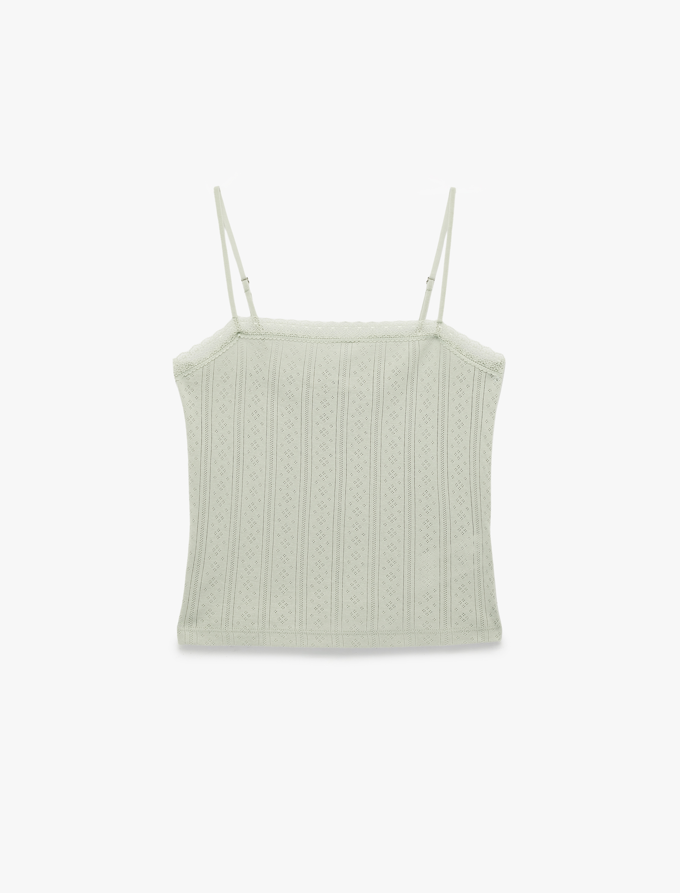   Pamuklu Kare Yaka Askılı Pijama Üstü