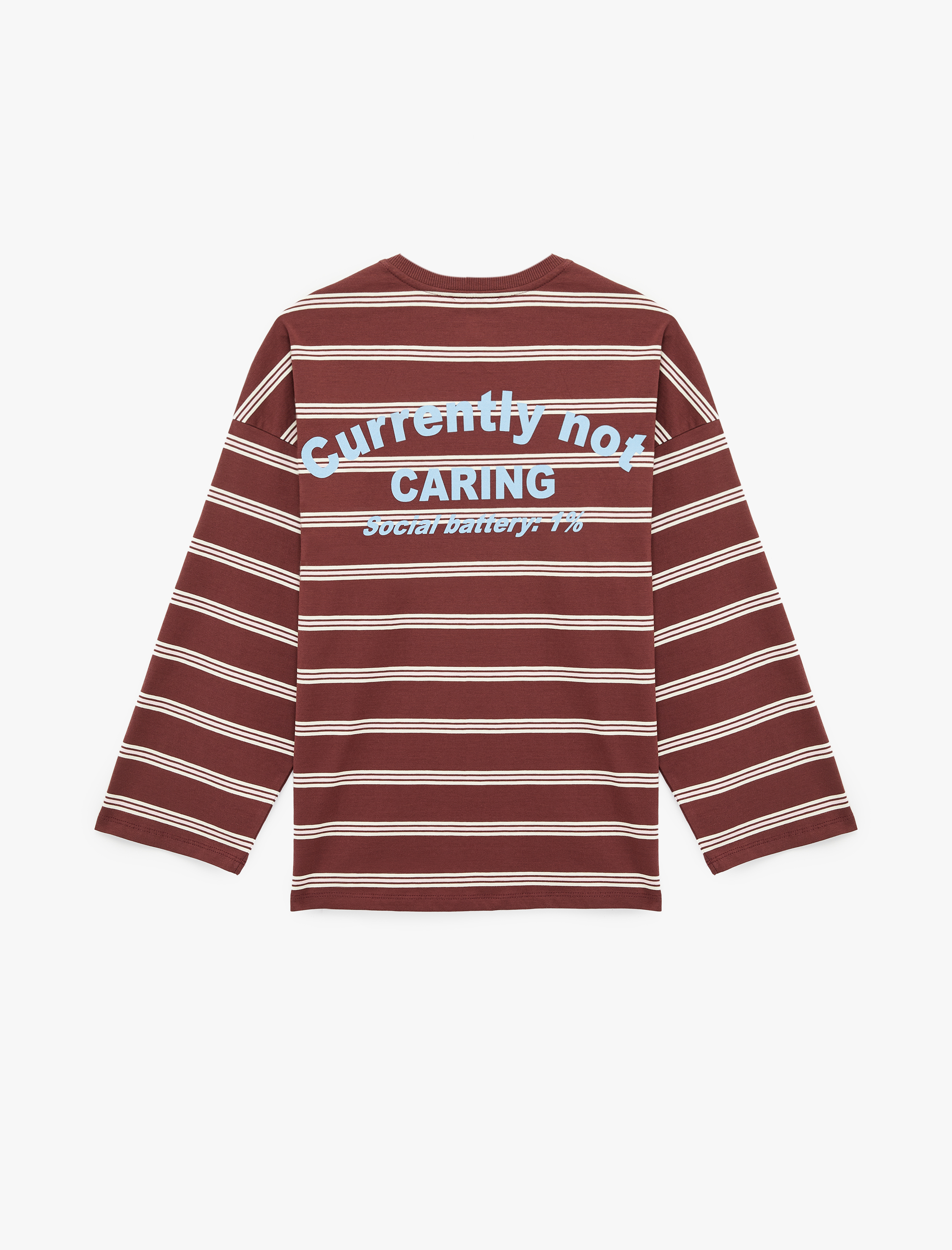   Baskılı Bisiklet Yaka Rahat Kalıp Pamuklu Uzun Kollu Tişört