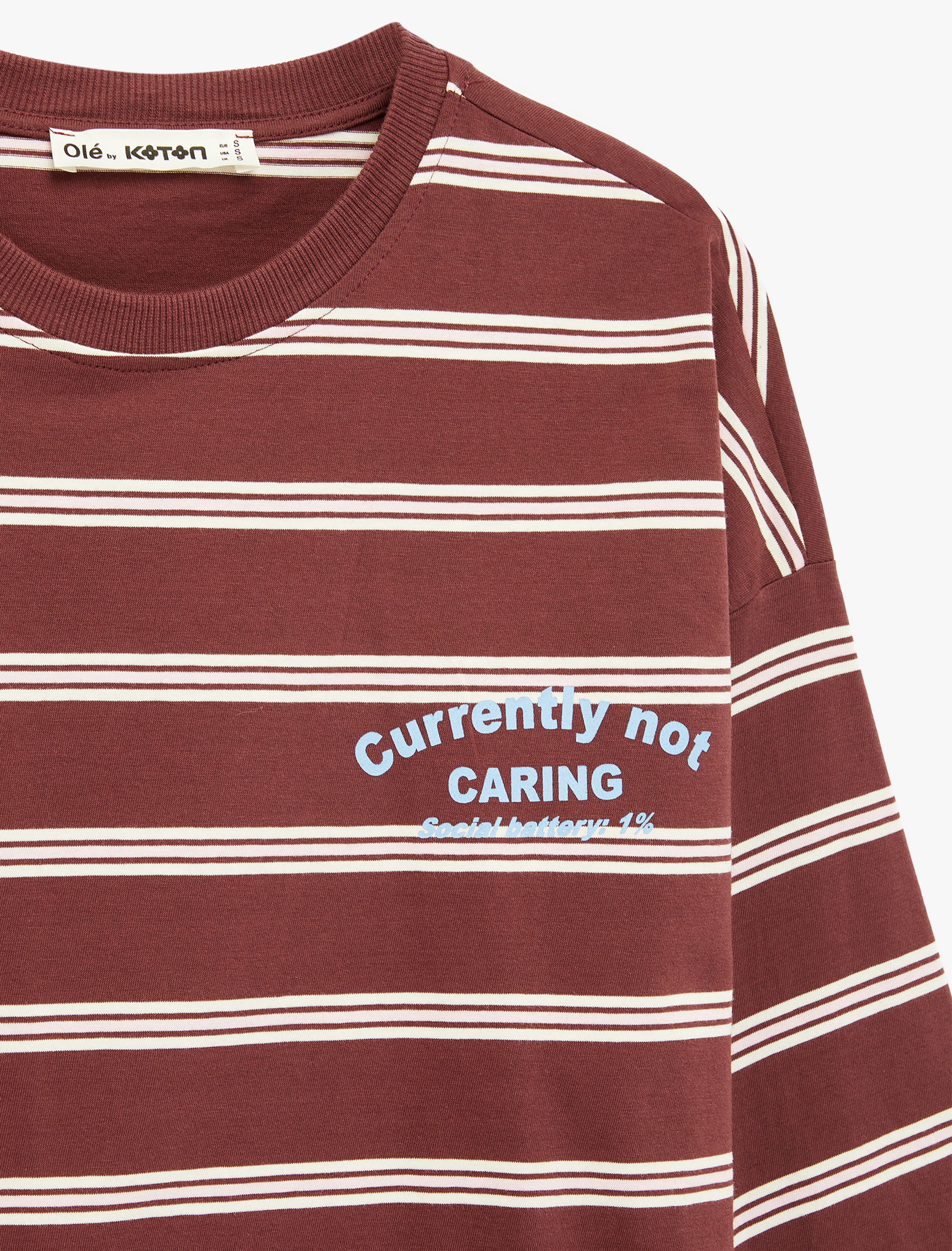   Baskılı Bisiklet Yaka Rahat Kalıp Pamuklu Uzun Kollu Tişört