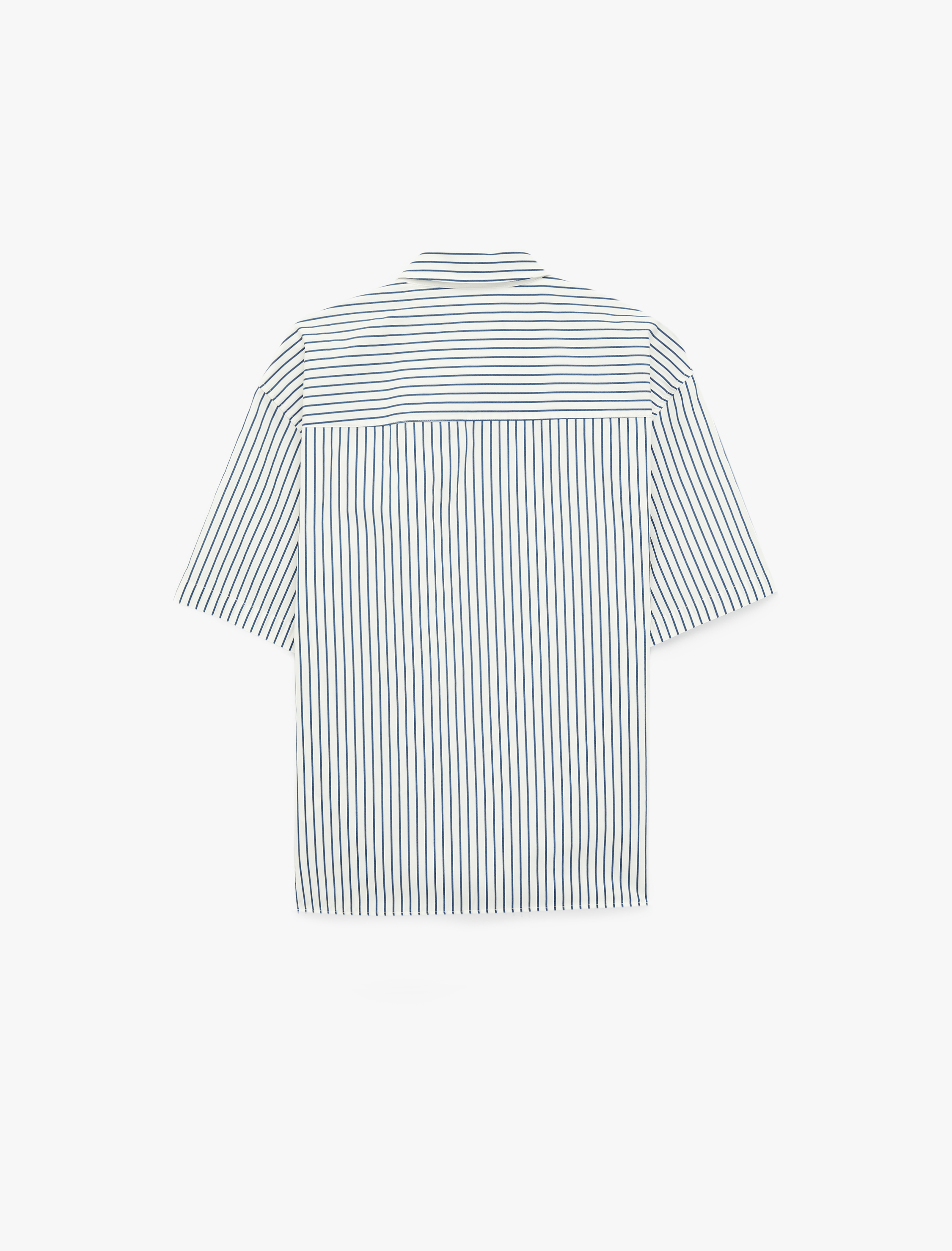   Rahat Kalıp Kısa Kollu Klasik Yaka Pamuklu Çizgili Gömlek