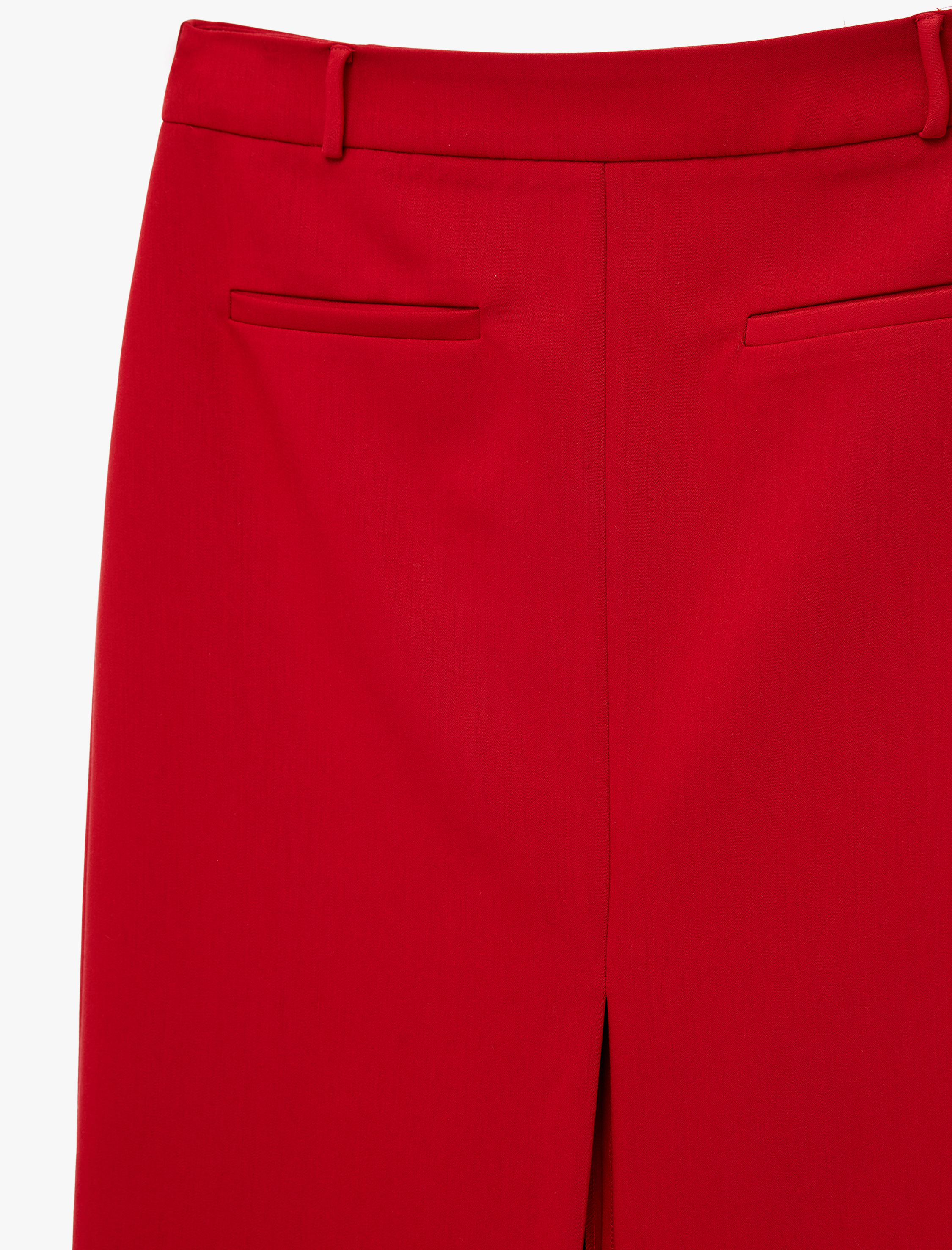   Cep Detaylı Normal Bel Fermuarlı Midi Kalem Etek