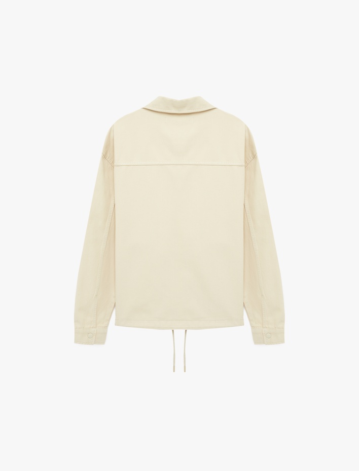  Pamuklu Cepli Uzun Kollu Gömlek Yaka Jean Ceket