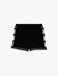 Pamuklu Beli Lastikli Desenli Triko Şort