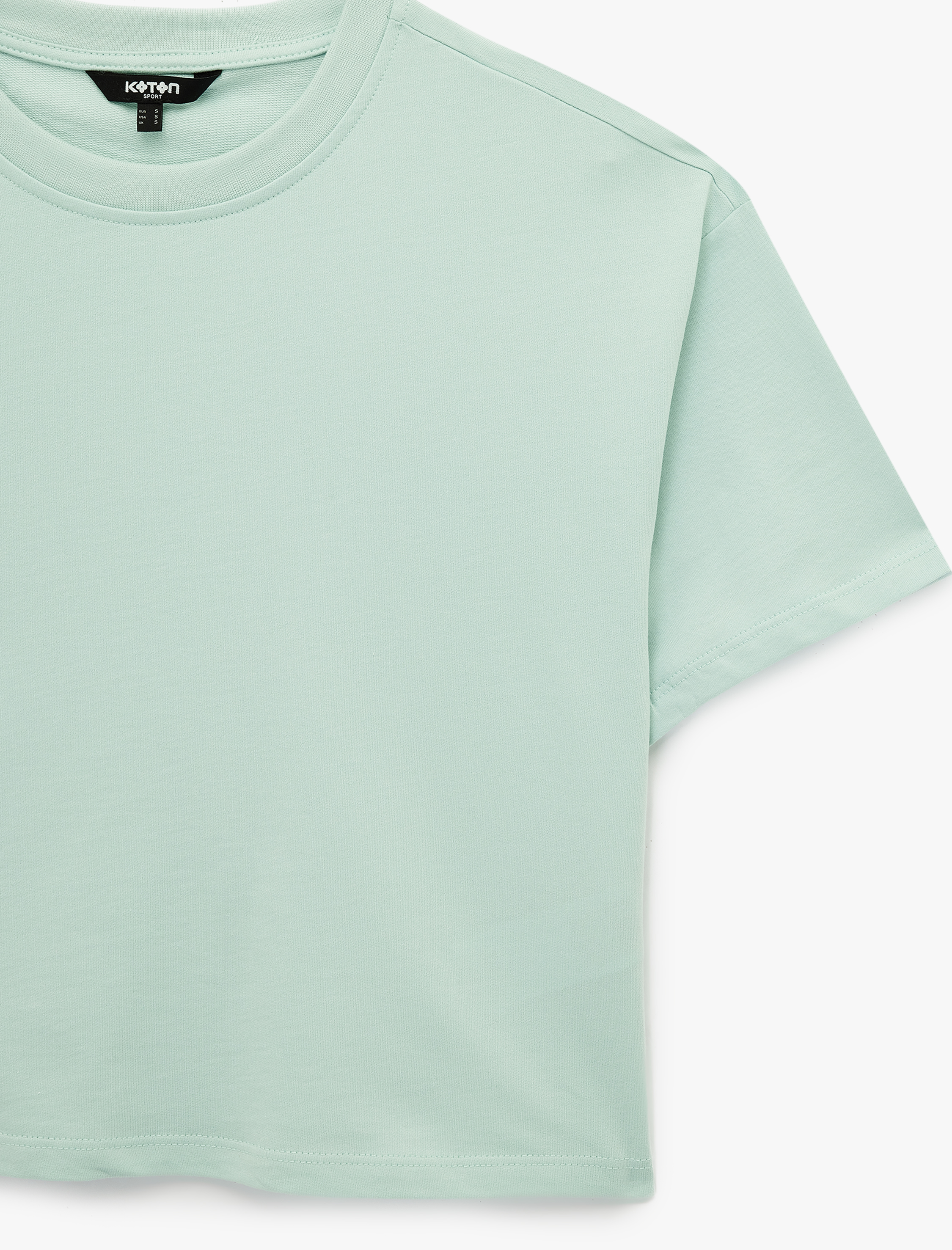   Kısa Kollu Bisiklet Yaka Pamuklu Spor Tişört