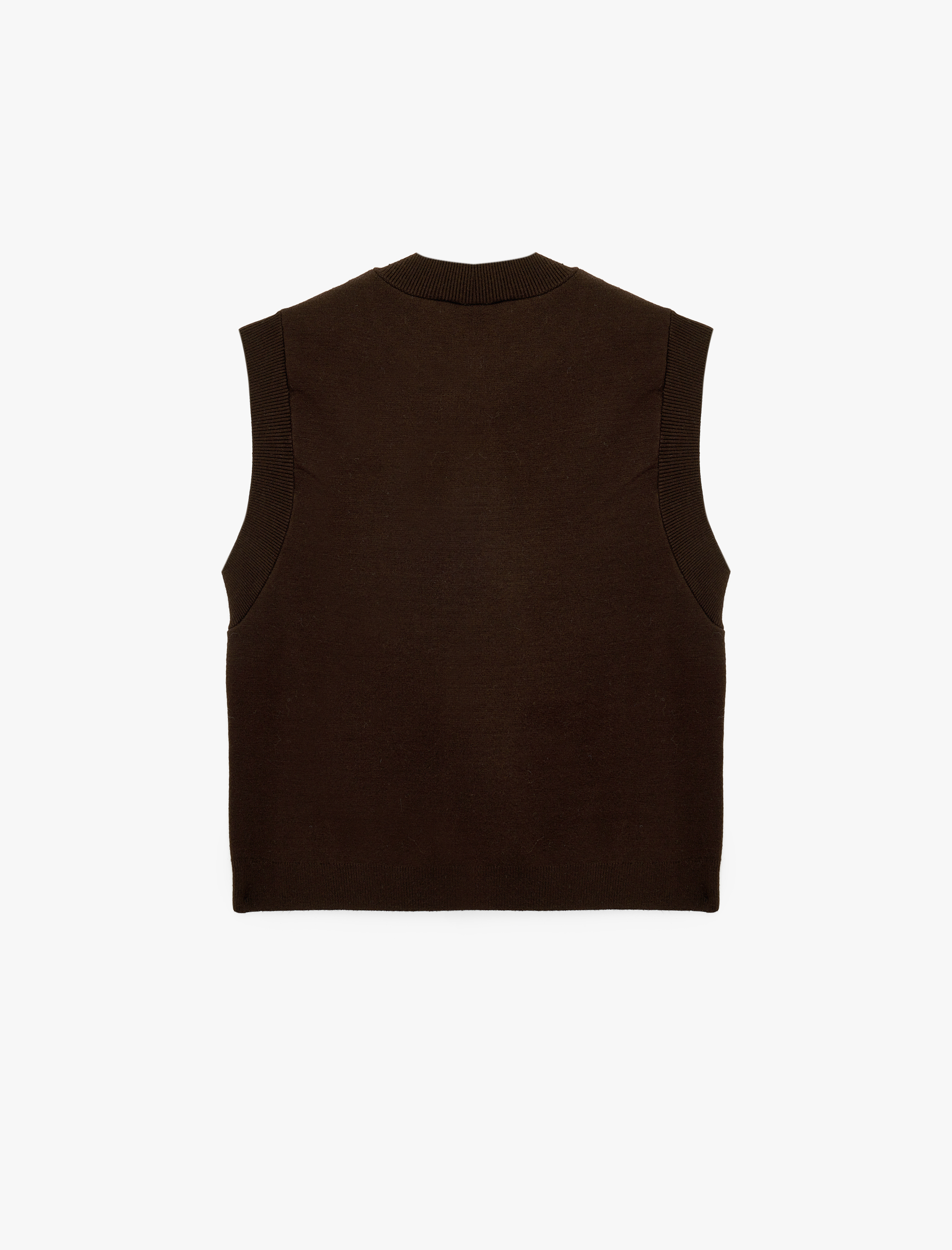   Düğmeli Aplike Detaylı Bisiklet Yaka Triko Yelek