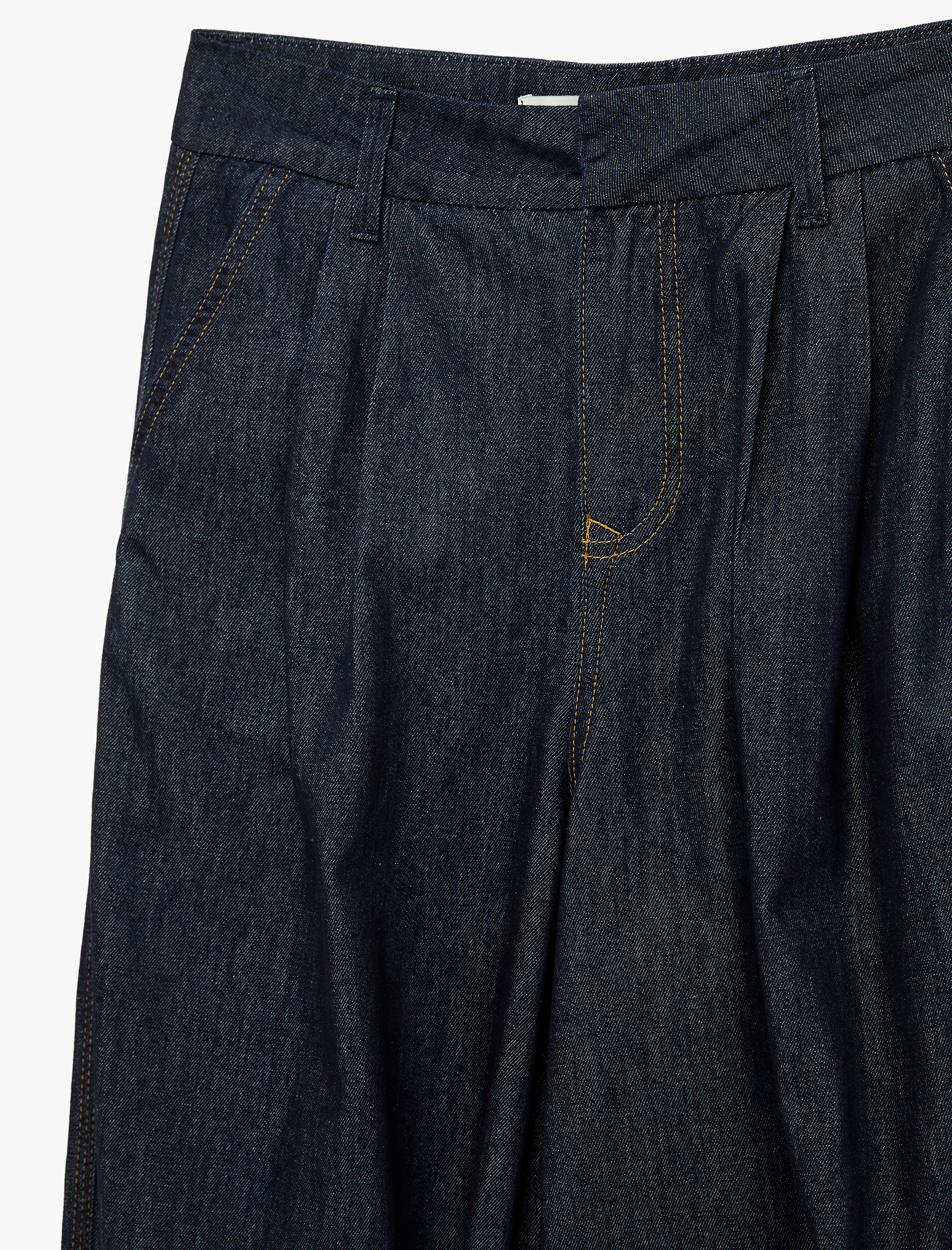   Pamuklu Rahat Kalıp Stoperli Paça Düğmeli Cepli Denim Pantolon