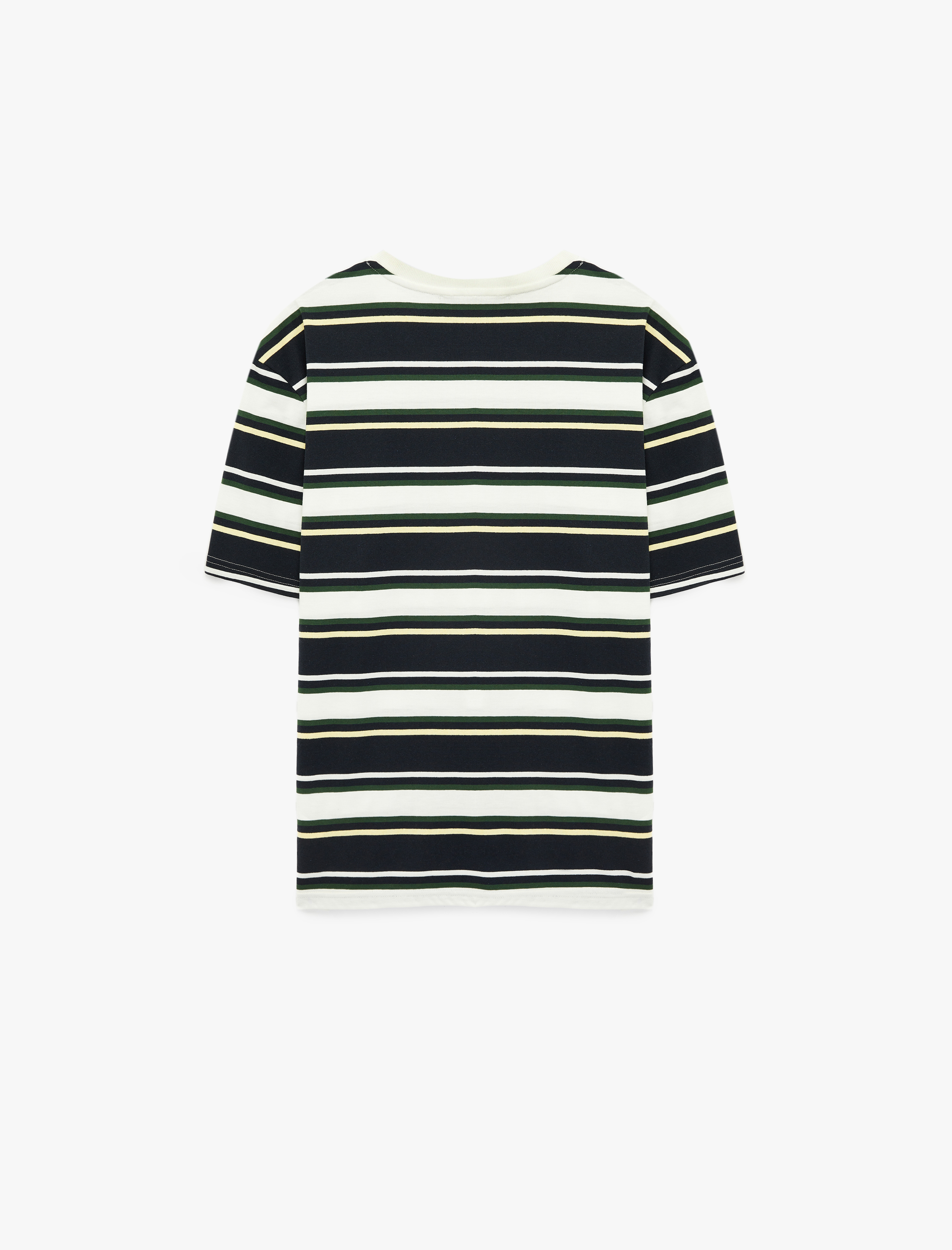   Oversize Kısa Kollu Bisiklet Yaka Çizgili Tişört