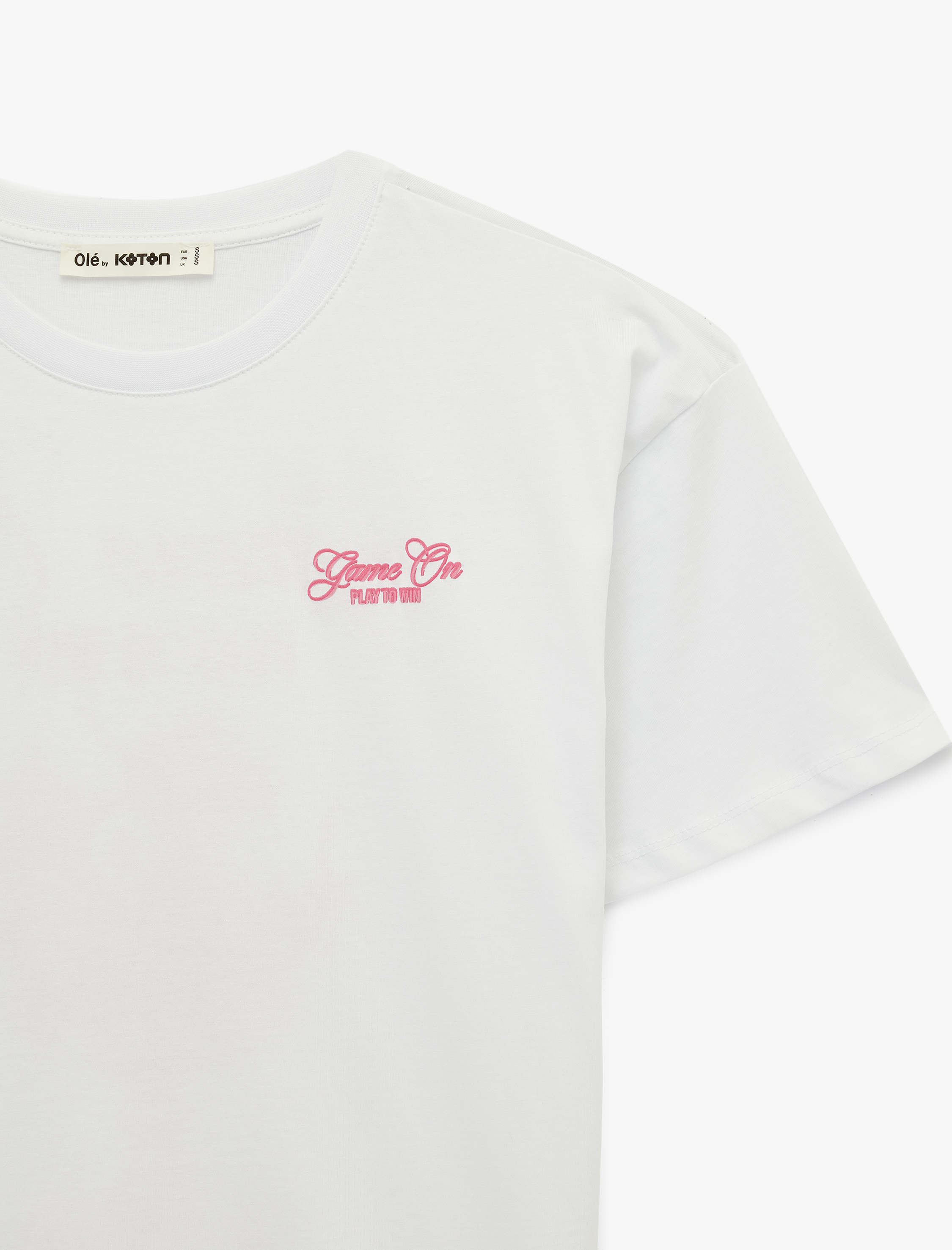   Rahat Kalıp Bisiklet Yaka Kısa Kollu Arkası Baskılı Tişört