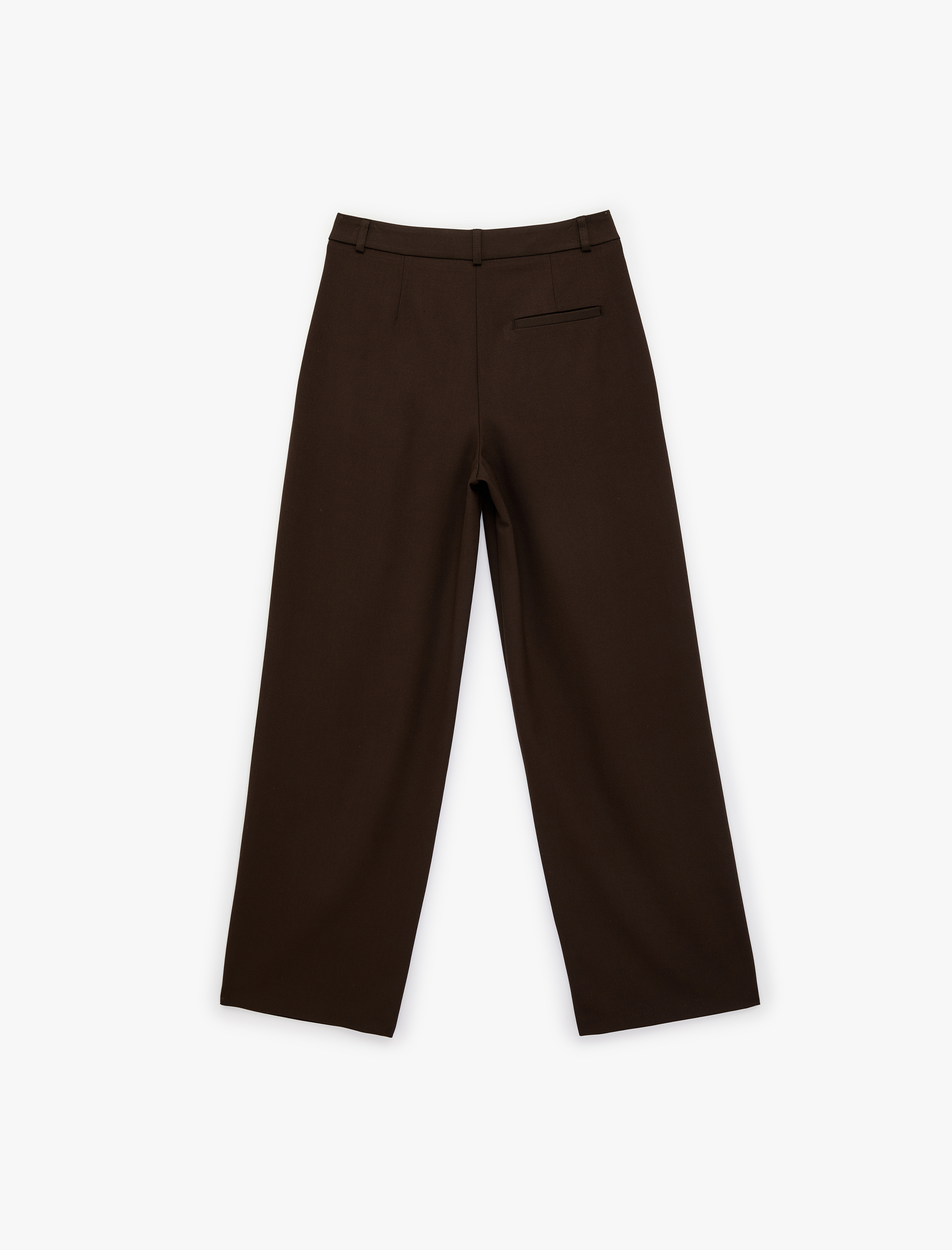   Cep Detaylı Yüksek Bel Viskon Karışımlı Geniş Paça Pantolon