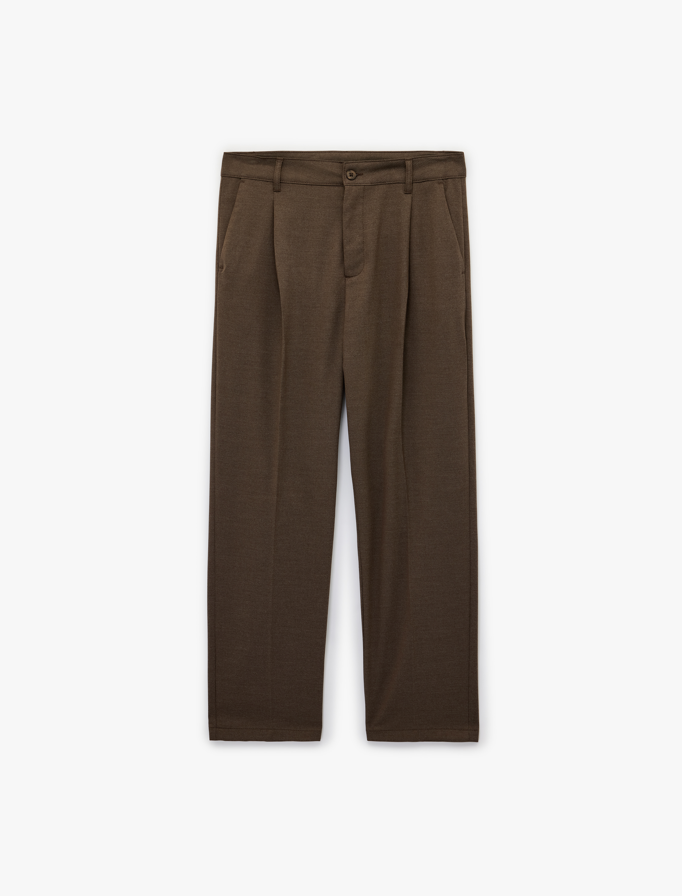   Rahat Kalıp Viskon Karışımlı Cepli Düğmeli Pileli Kumaş Pantolon