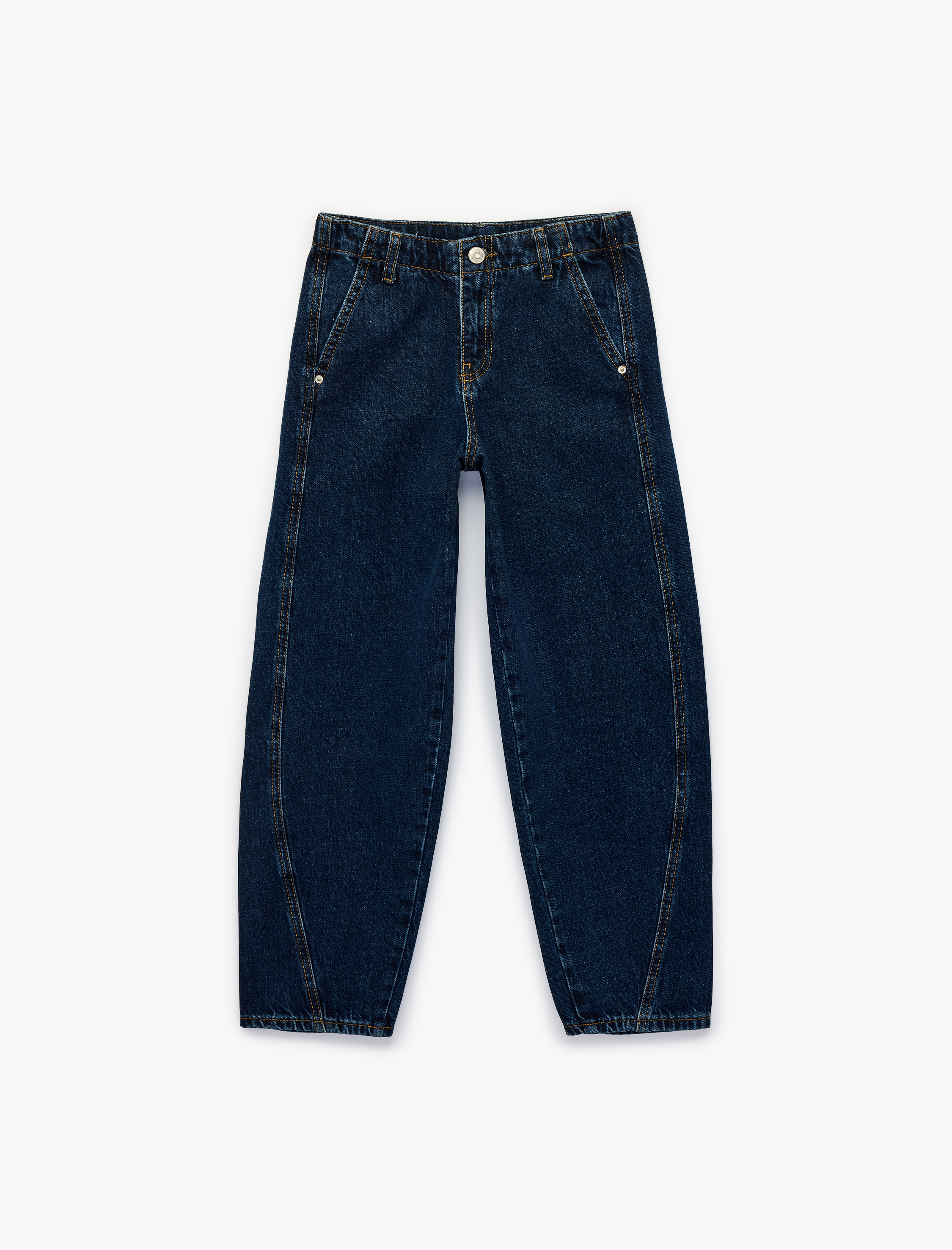  Kız Çocuk Pamuklu Balon Kesim Denim Pantolon