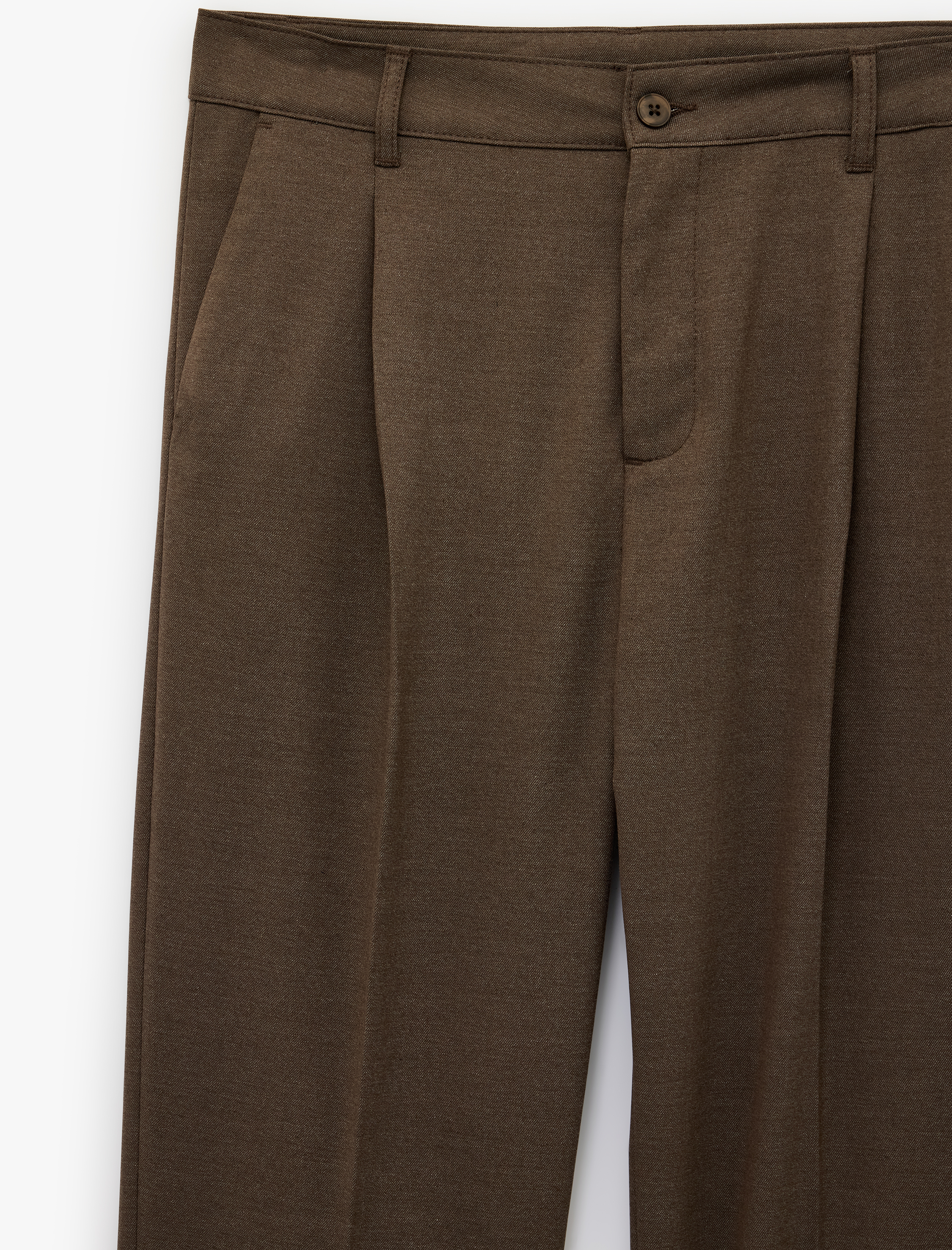   Rahat Kalıp Viskon Karışımlı Cepli Düğmeli Pileli Kumaş Pantolon