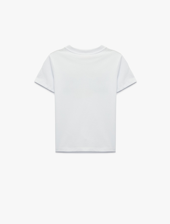 Erkek Çocuk Pamuklu Kısa Kollu Bisiklet Yaka Baskılı Tişört