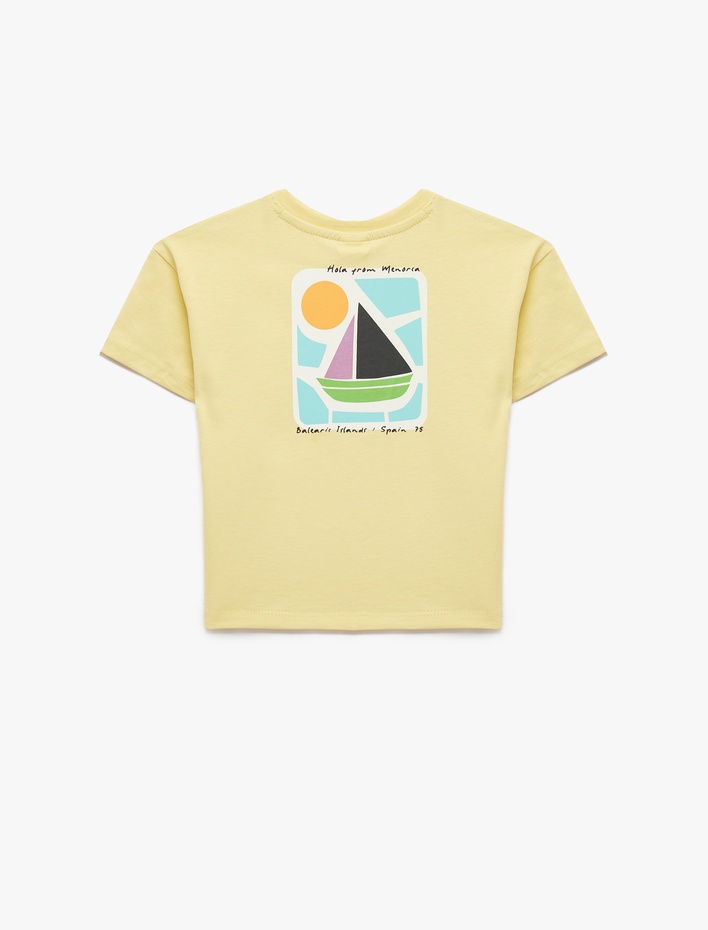 Erkek Bebek Pamuklu Kısa Kollu Bisiklet Yaka Baskılı Tişört