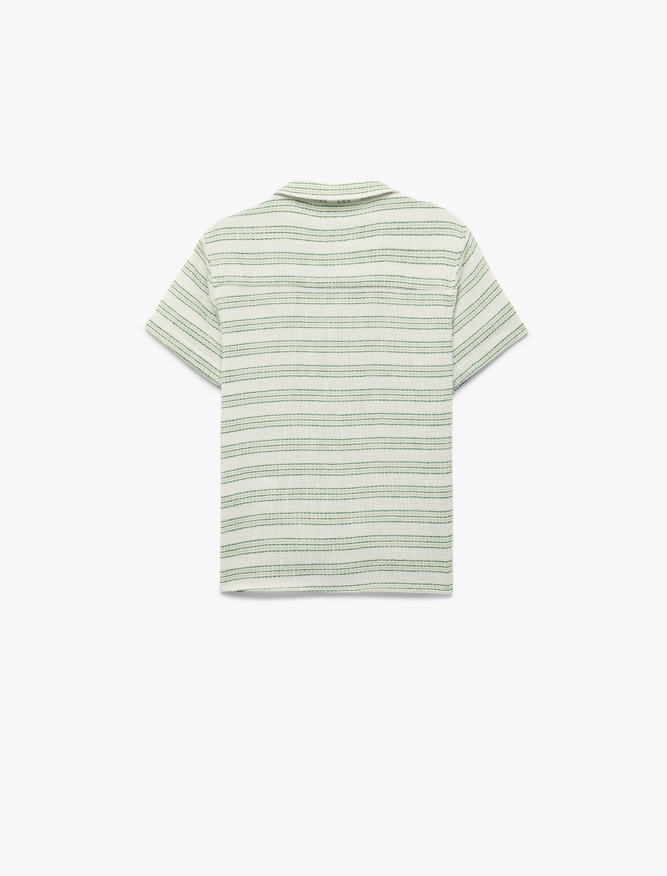  Erkek Çocuk Pamuklu Cepli Kısa Kollu Devrik Yaka Çizgili Gömlek