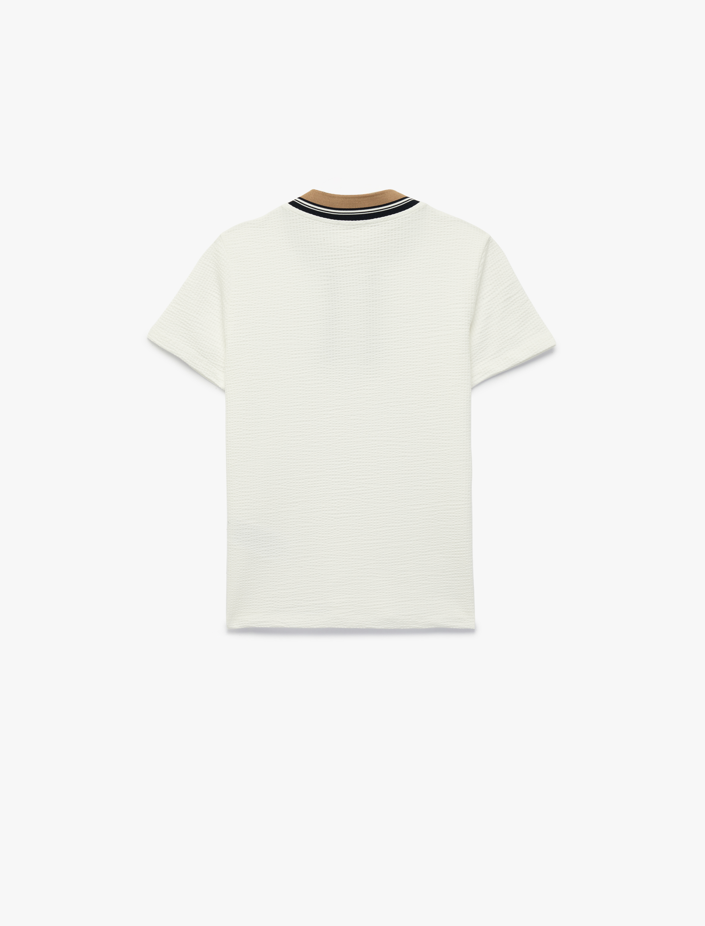  Erkek Çocuk Yarım Fermuar Detaylı Kısa Kollu Bisiklet Yaka Pamuklu Tişört