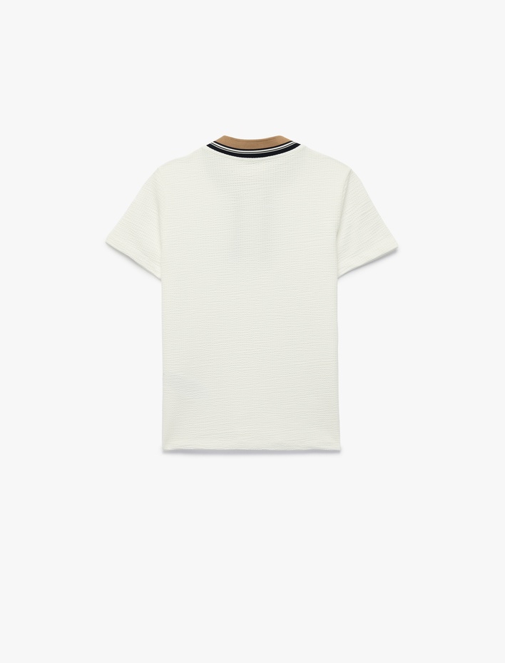 Erkek Çocuk Yarım Fermuar Detaylı Kısa Kollu Bisiklet Yaka Pamuklu Tişört