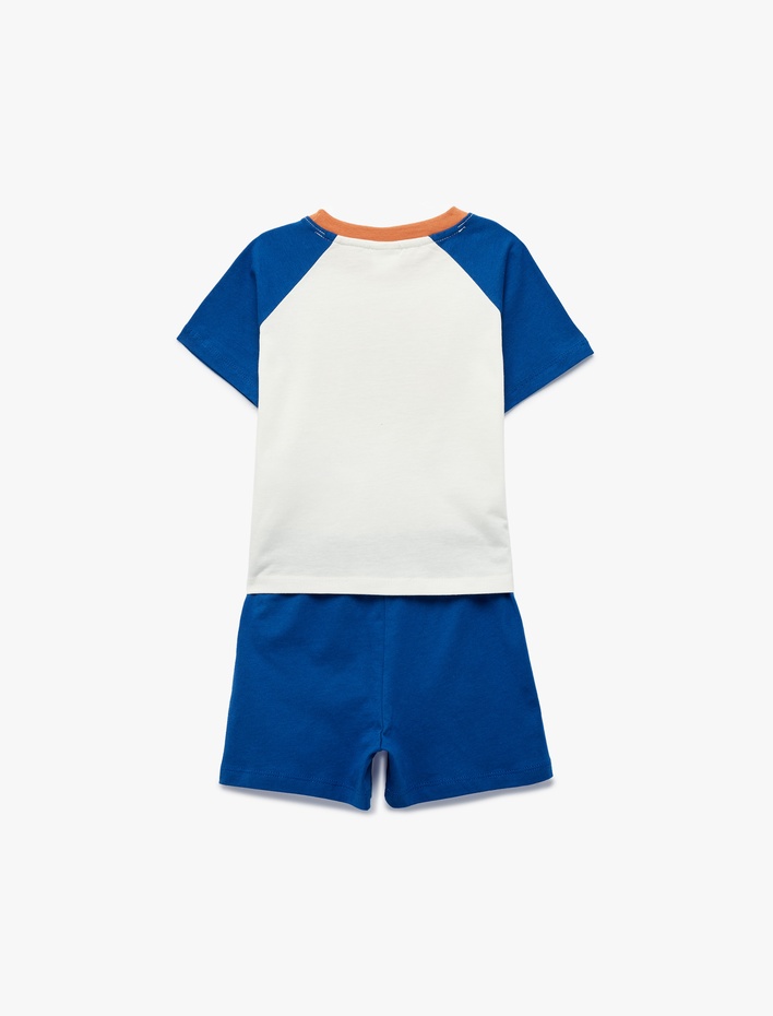 Erkek Bebek Baskılı Kısa Kollu Bisiklet Yaka Pamuklu Tişört ve Şort Takımı - 2'li Set