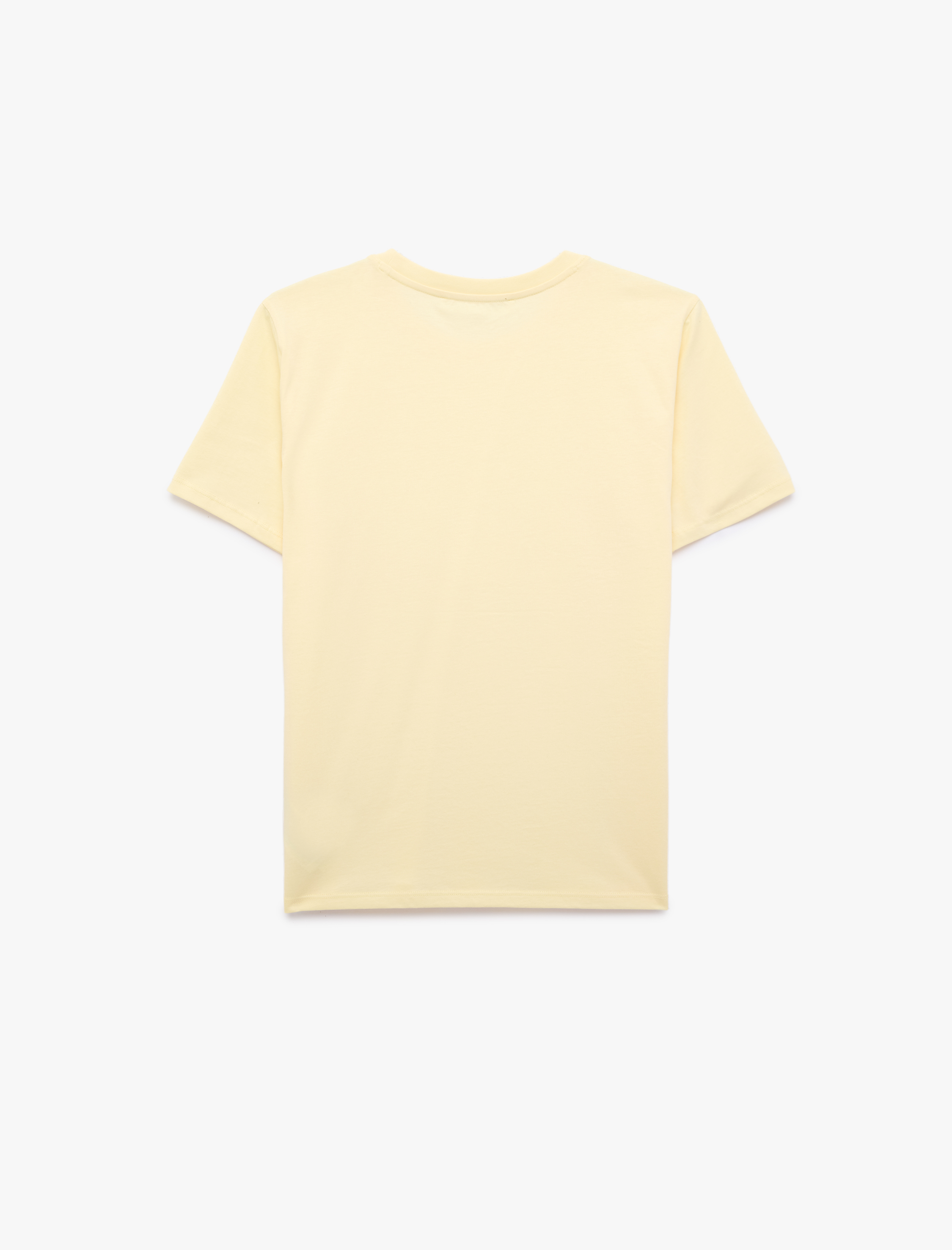   Pamuklu Kısa Kollu Bisiklet Yaka Kabartma Baskı Detaylı Tişört